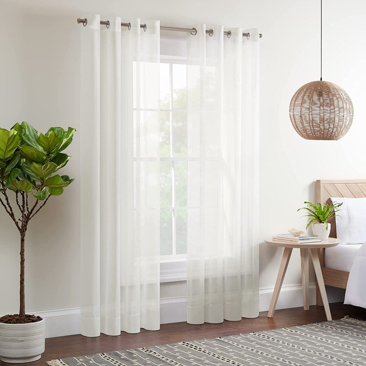 Eclipse Calia Modern Sheer Voile Light Filtering Grommet Curtains (2 Panels)