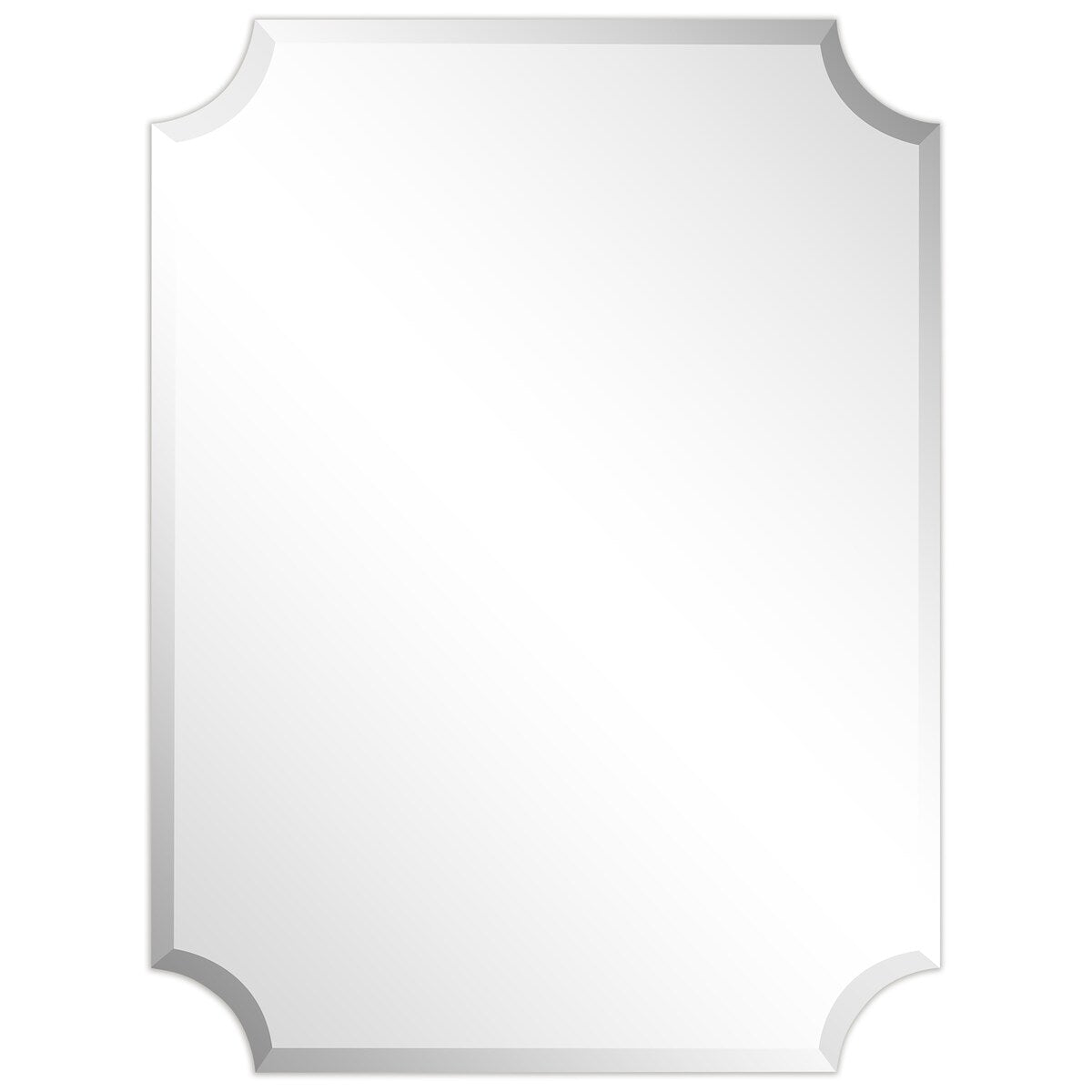 Frameless Rectangle Scalloped Beveled Wall Mirror - Clear