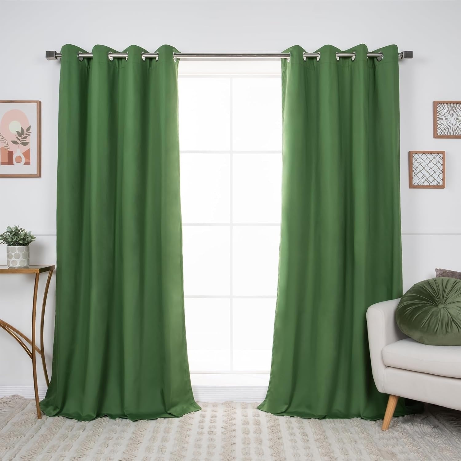 Aurora Home Solid Cotton Blend Blackout Curtain Set of 2