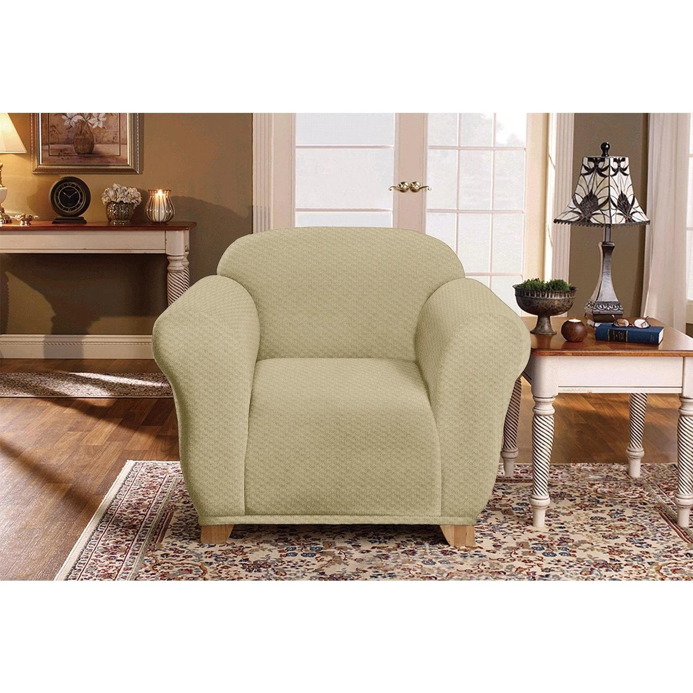 Milan Furniture Slipcover - Fitted Couch Cover, Jacquard Soft Stretch Fabric, Non-Slip, Arm Chair