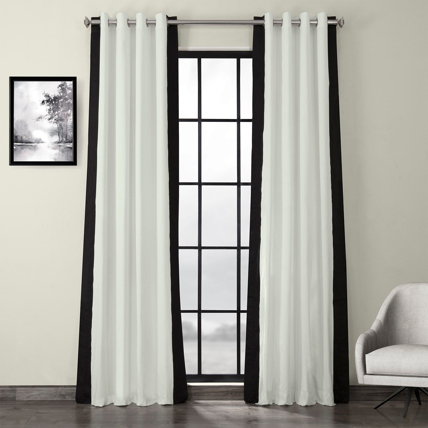 Exclusive Fabrics Urban Borders Grommet Vertical Colorblock Cotton Curtain (1 Panel)