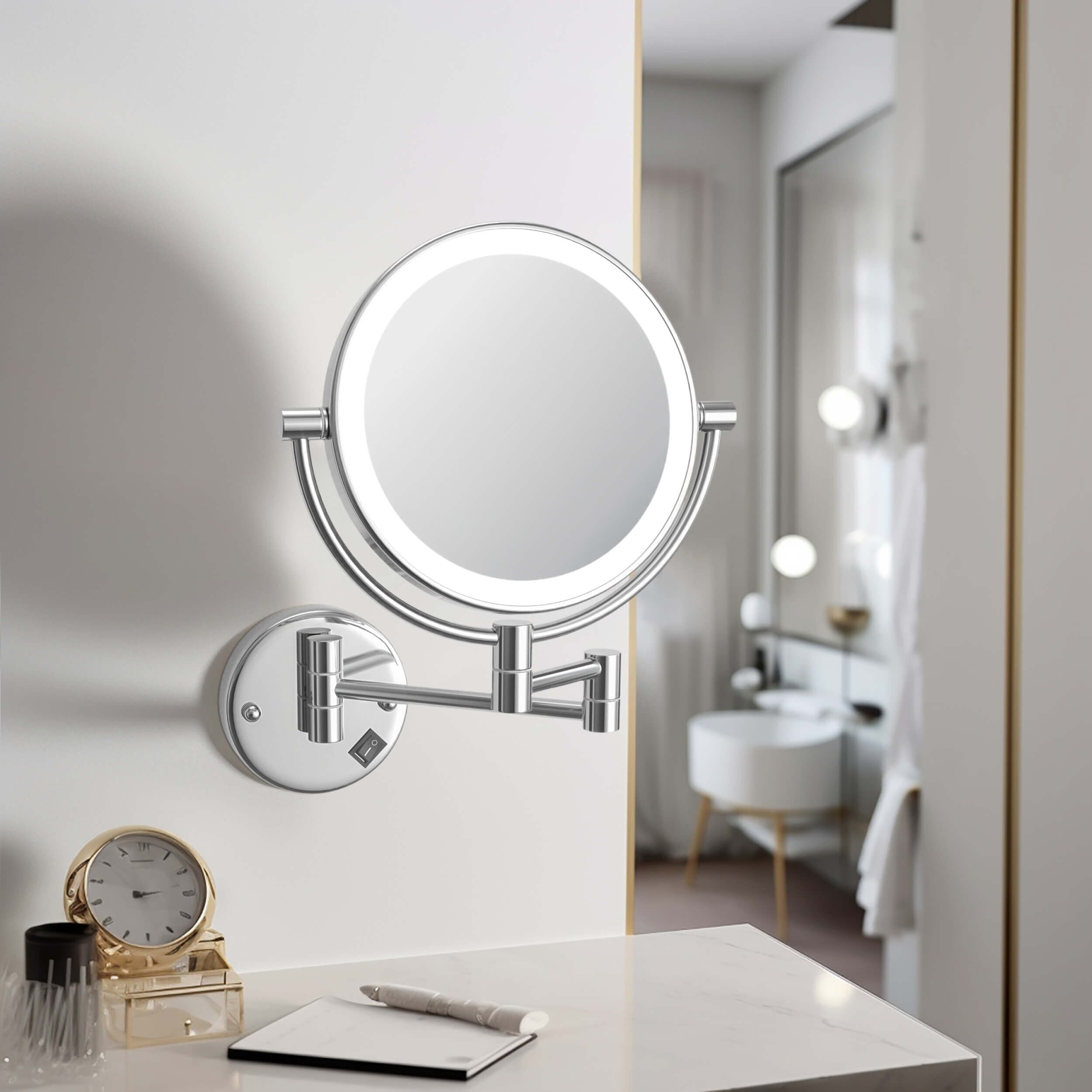 Circular LED Wall Mount Magnifying Make Up Mirror