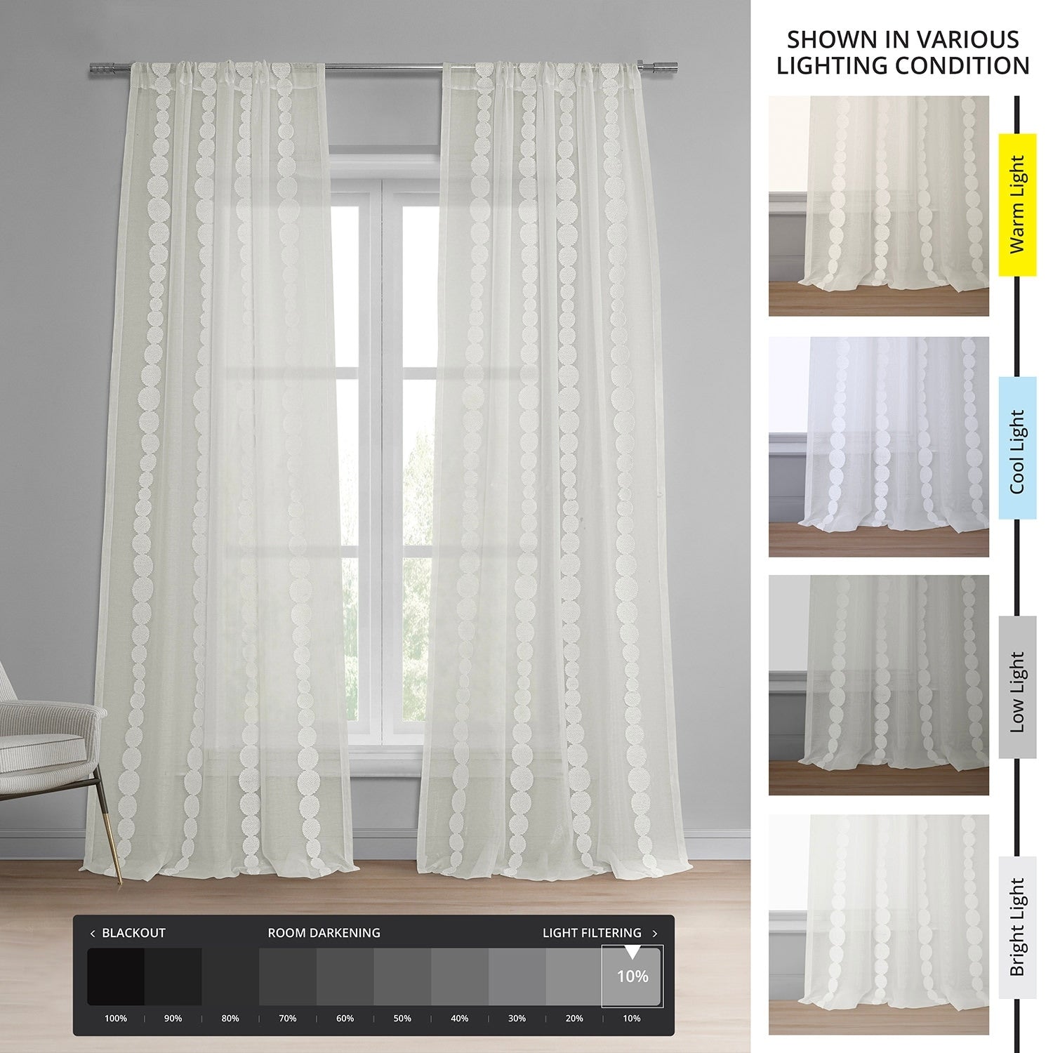 Exclusive Fabrics Cleopatra Embroidered Sheer Curtain (1 Panel)