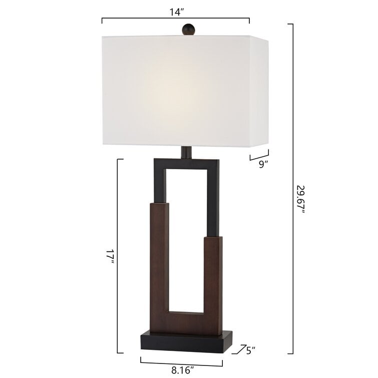 30 Wood/Black Table Lamp Set With USB (Set of 2)