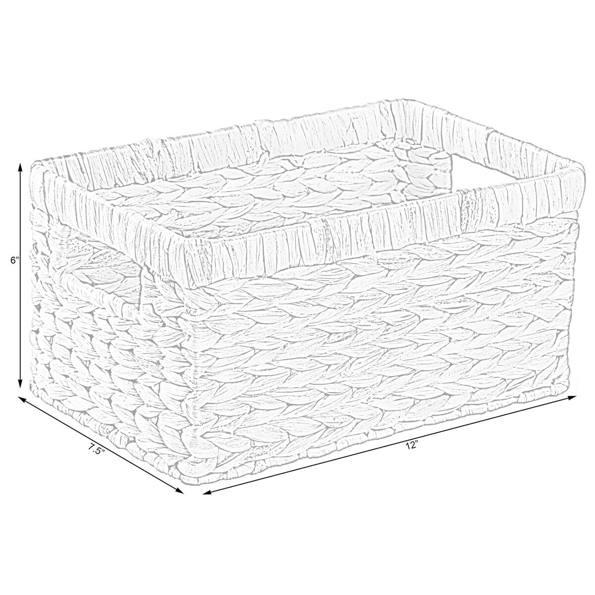 Natural Water Hyacinth Rectangular Storage Bin Basket