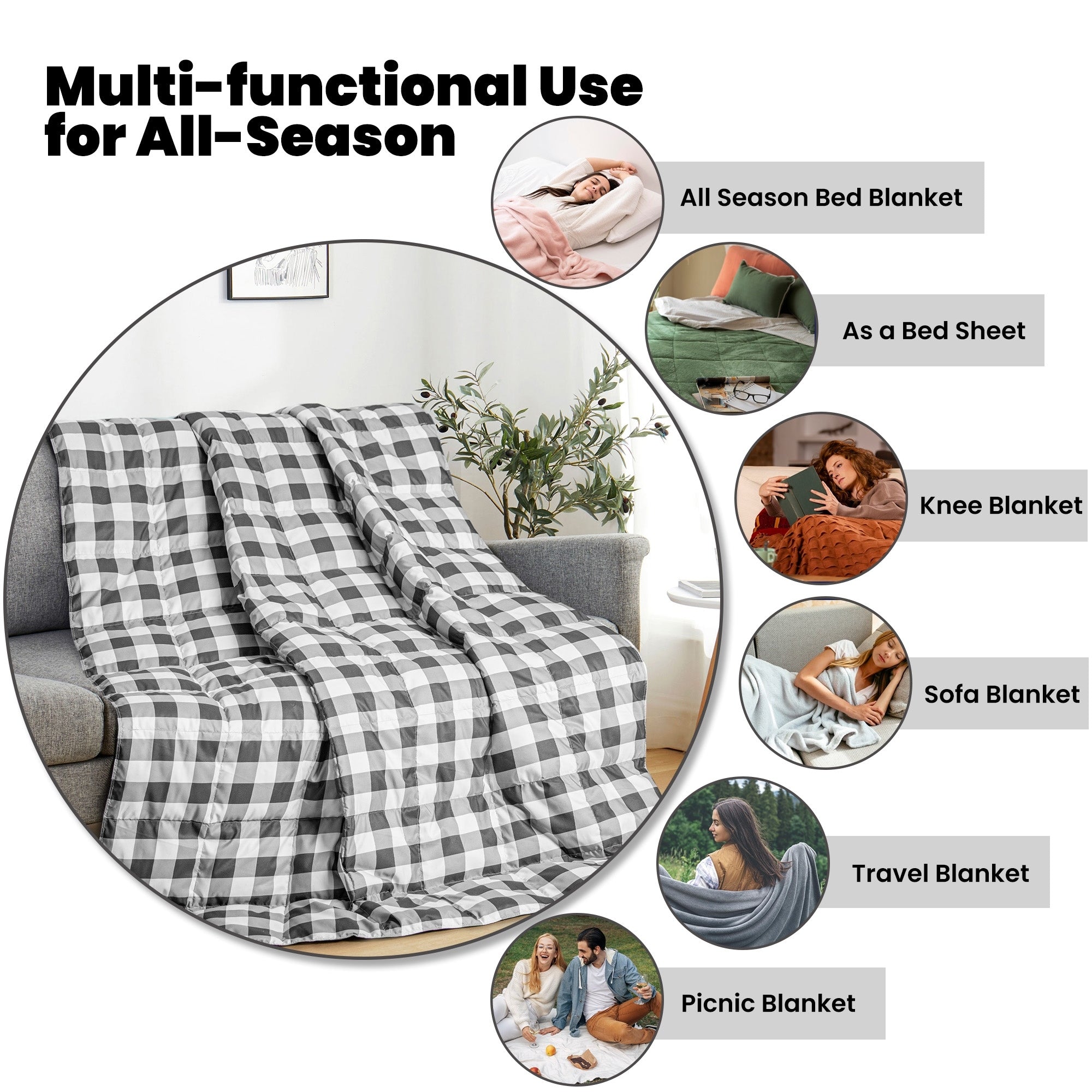 Indoor/Outdoor Throw Blanket with Natural Down and Ultra Feather Fill