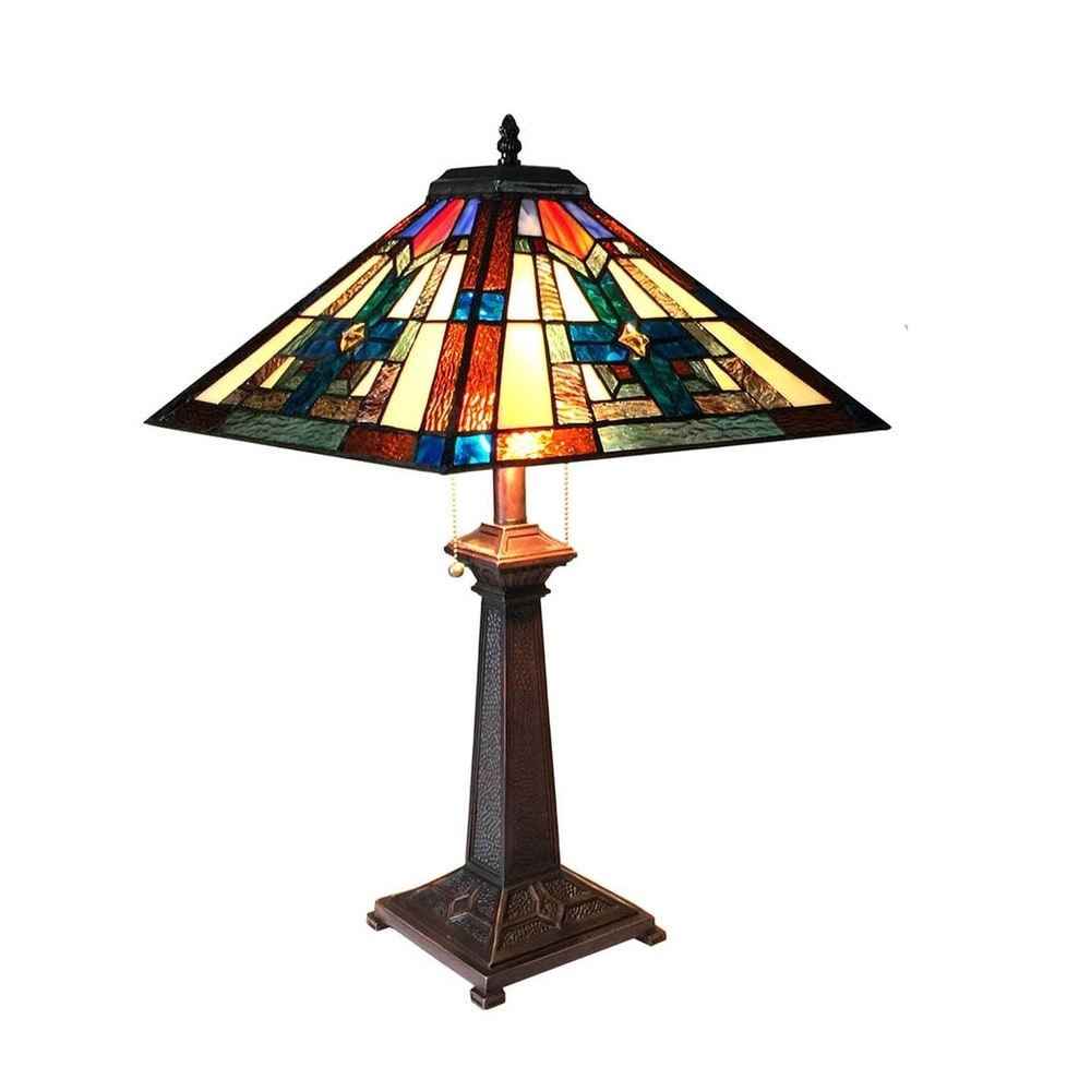 Tiffany Style 2-light Dark Antique Bronze Table Lamp