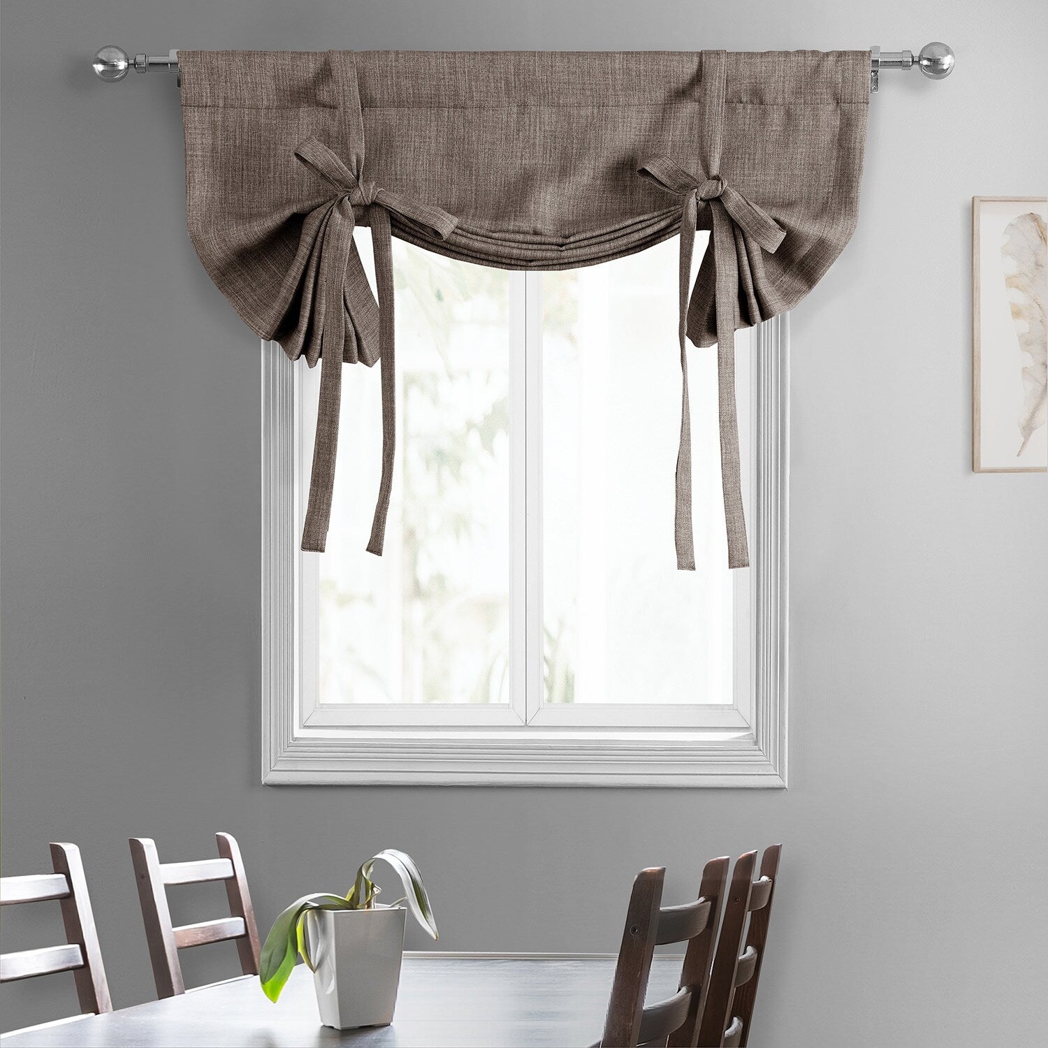 Exclusive Fabrics Faux Linen Room Darkening Tie-Up Window Shade (1 Panel)