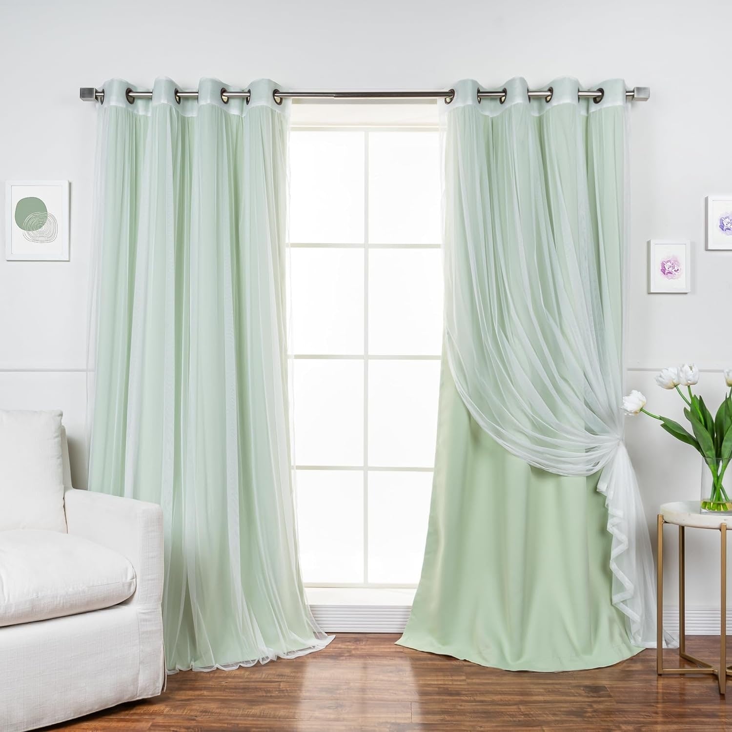 Aurora Home Mix-n-Match Blackout and Tulle Lace 4-pc. Grommet Curtain Set