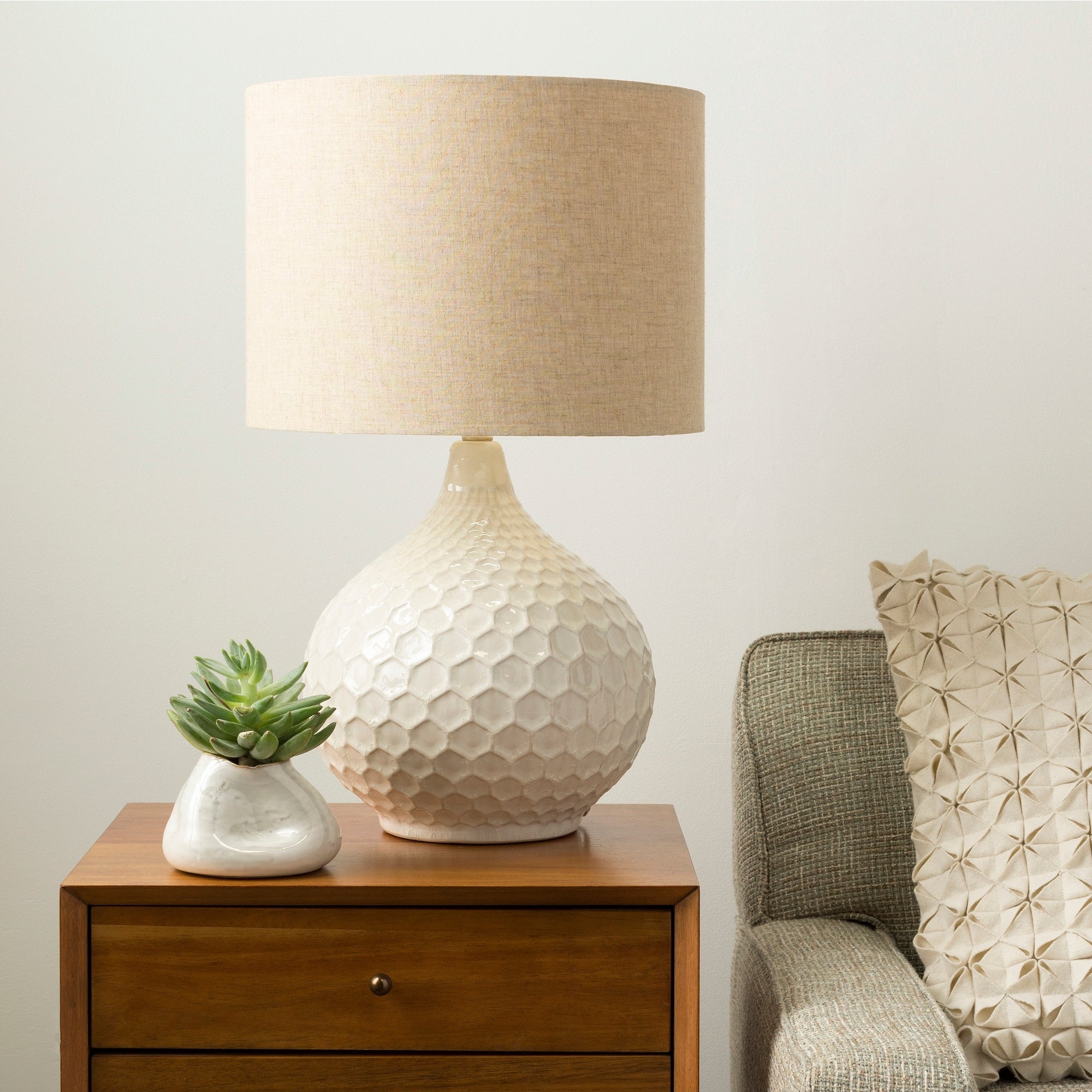 Livabliss Rustic Emma Table Lamp with Glazed Ceramic Base