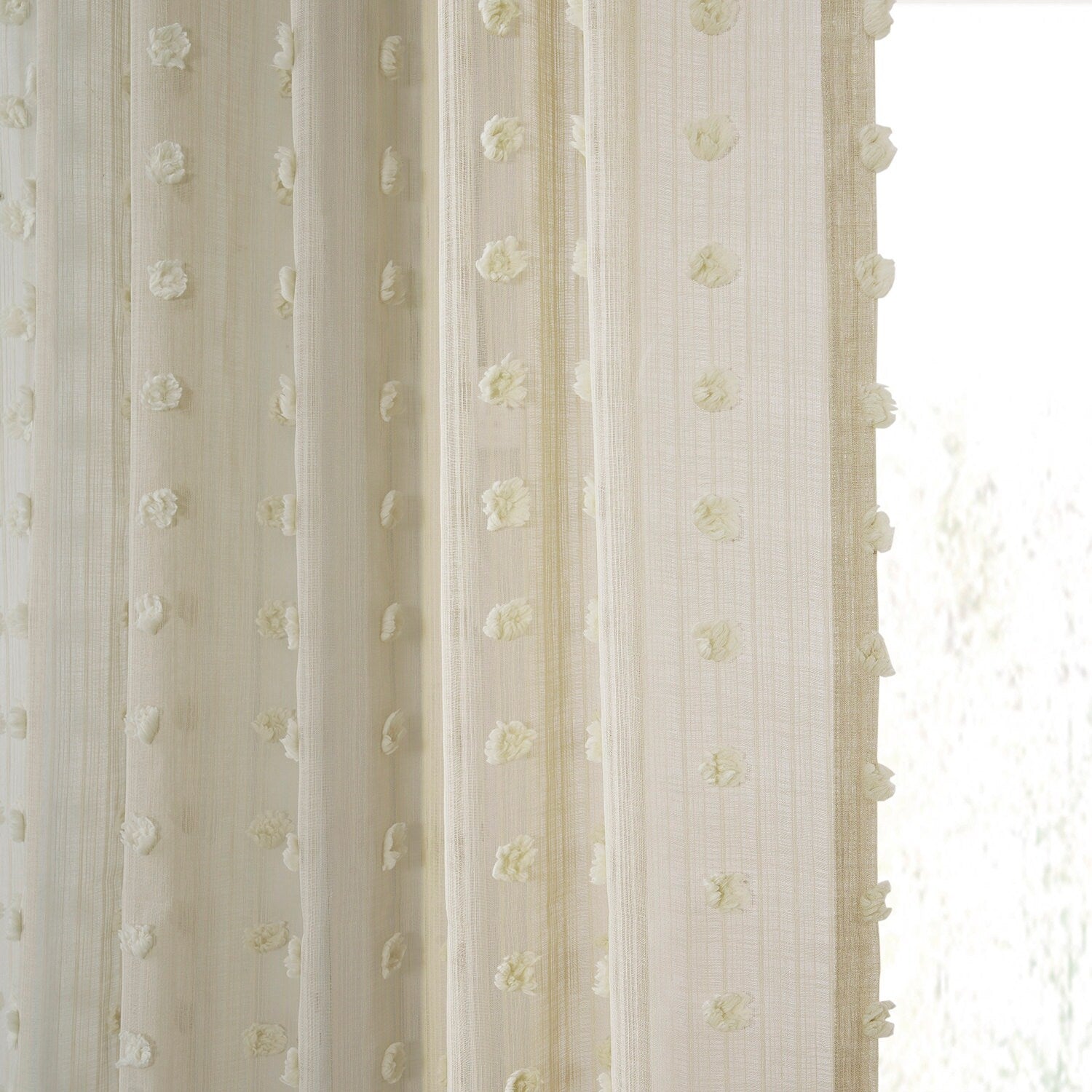 Exclusive Fabrics Strasbourg Dot Patterned Faux Linen Sheer Curtain (1 Panel)