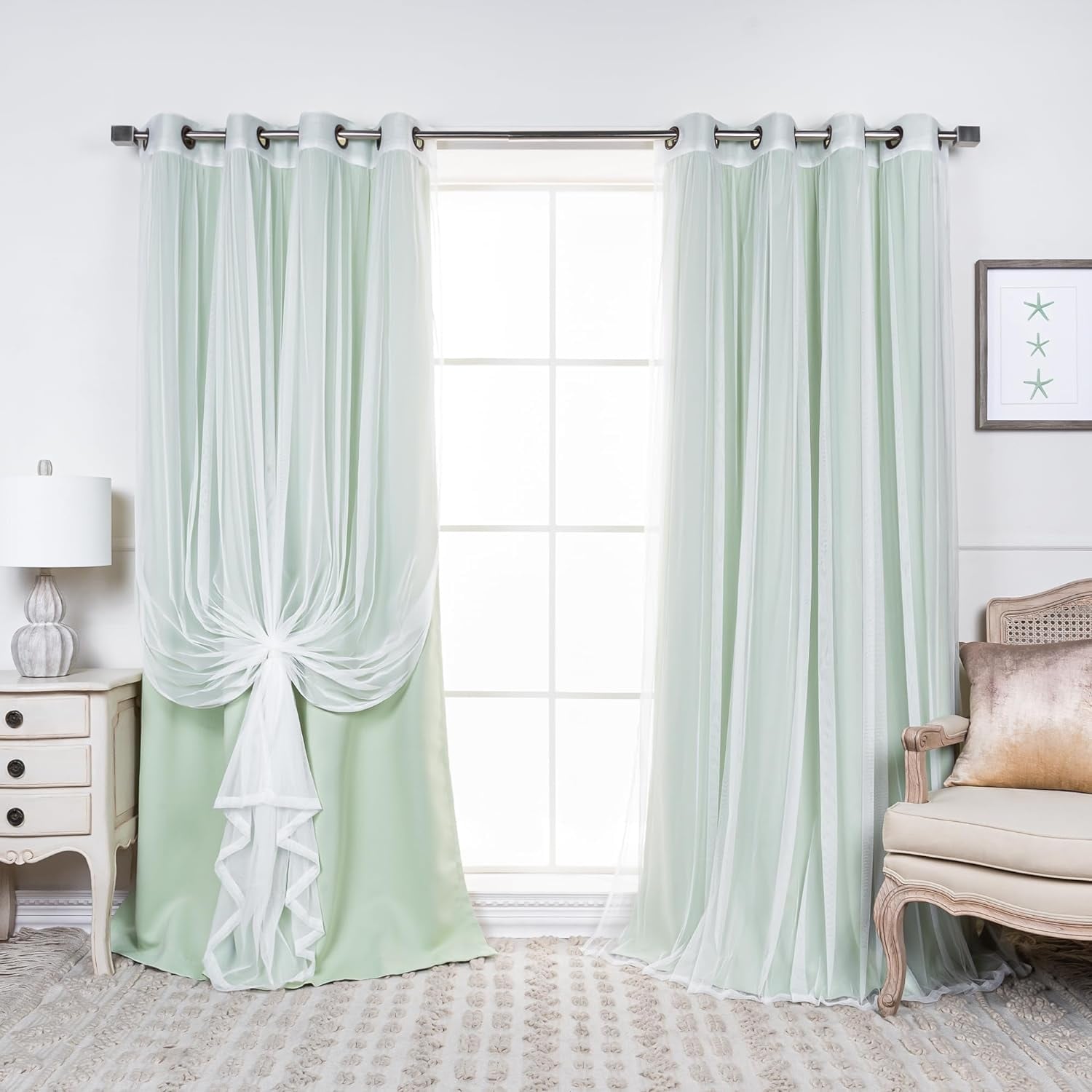 Aurora Home Mix-n-Match Blackout and Tulle Lace 4-pc. Grommet Curtain Set