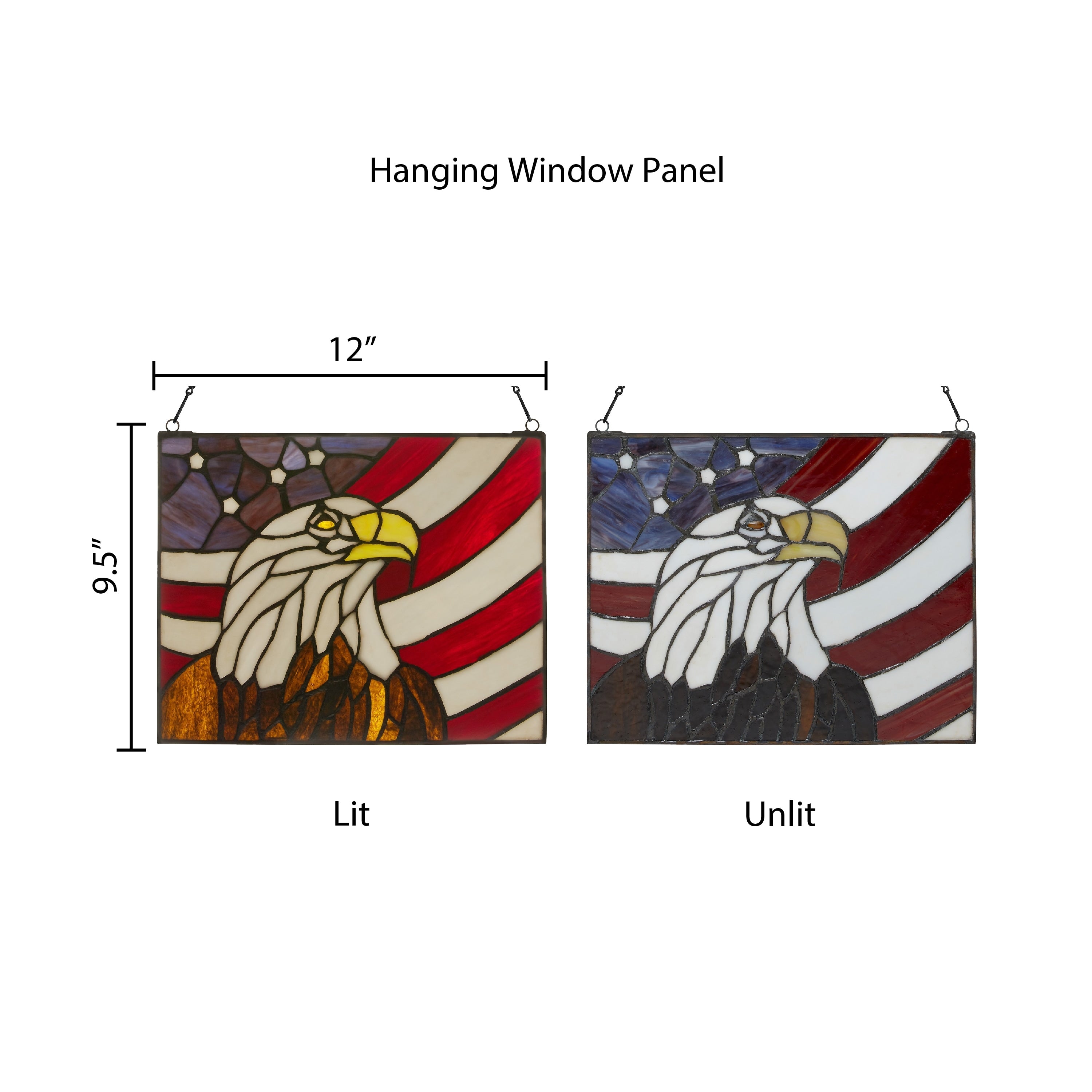 River of Goods Bald Eagle Stars and Stripes River of Goods Stained Glass Window Panel - 12 x 0.25 x 9.5