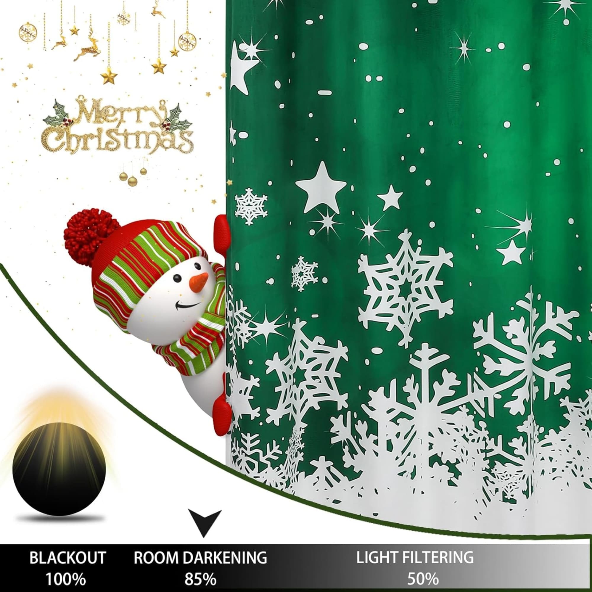 Christmas Snowflake Room Darkening Velvet Curtains 2 Panel Set