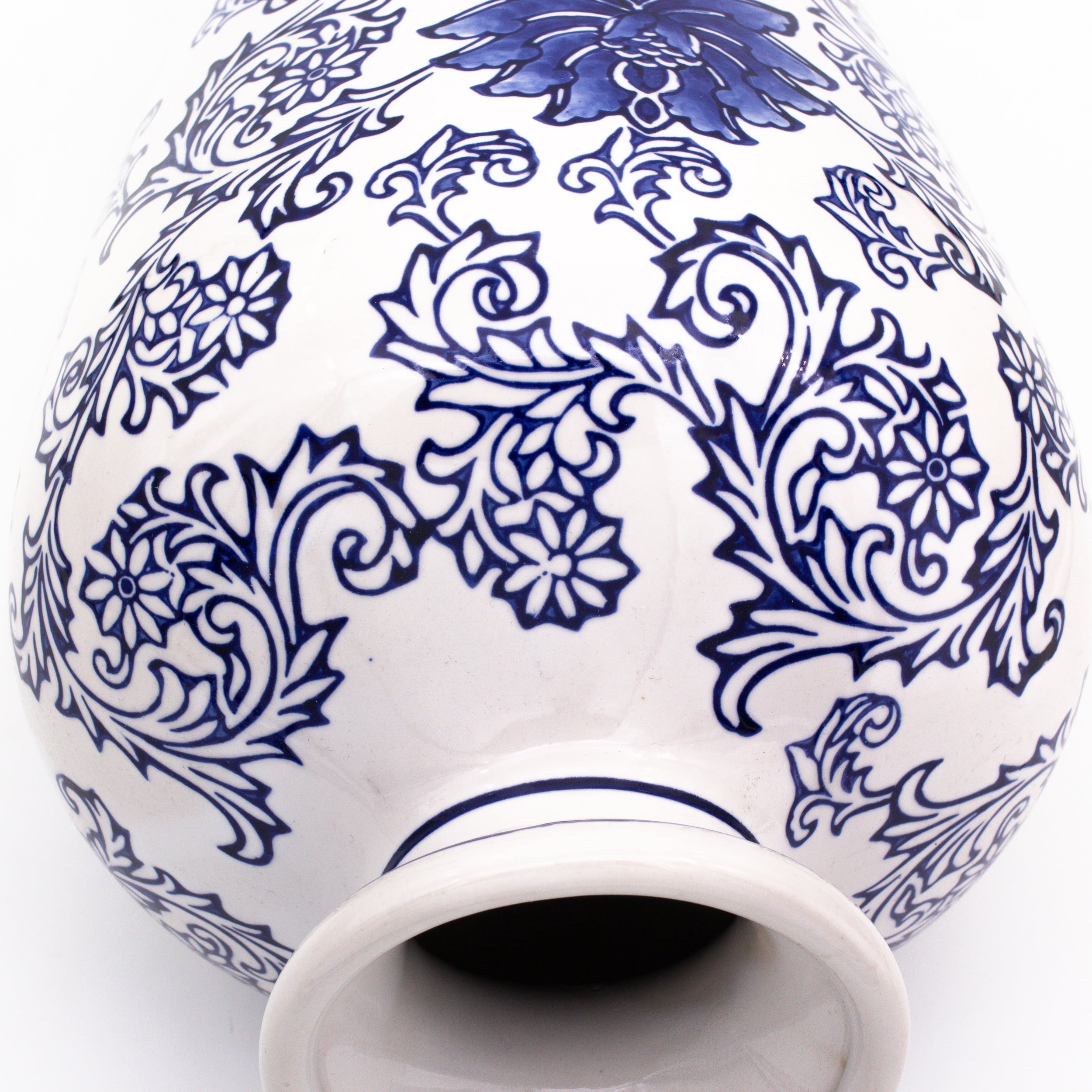 Euro Ceramica Blue Garden 20 White Tall Vase