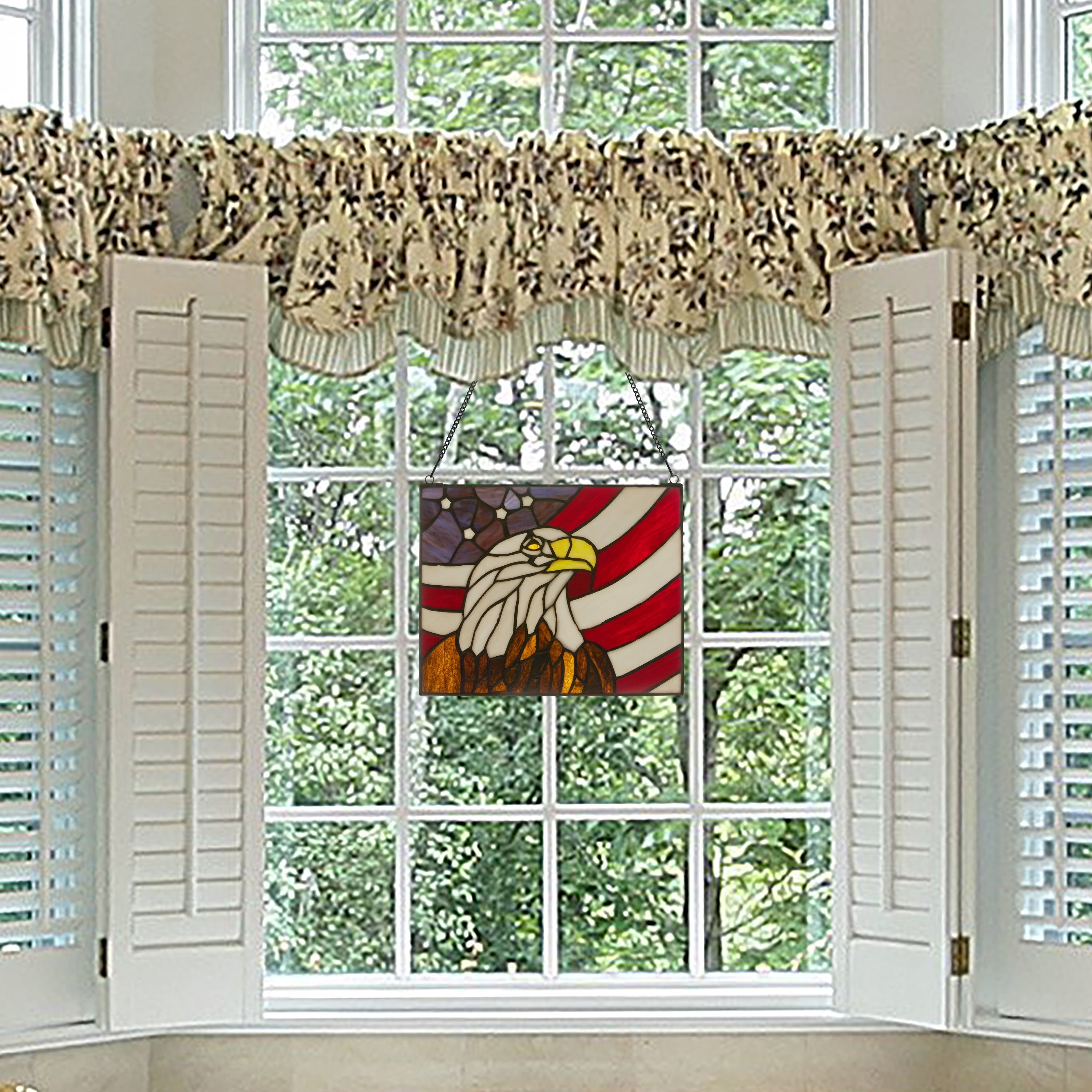 River of Goods Bald Eagle Stars and Stripes River of Goods Stained Glass Window Panel - 12 x 0.25 x 9.5