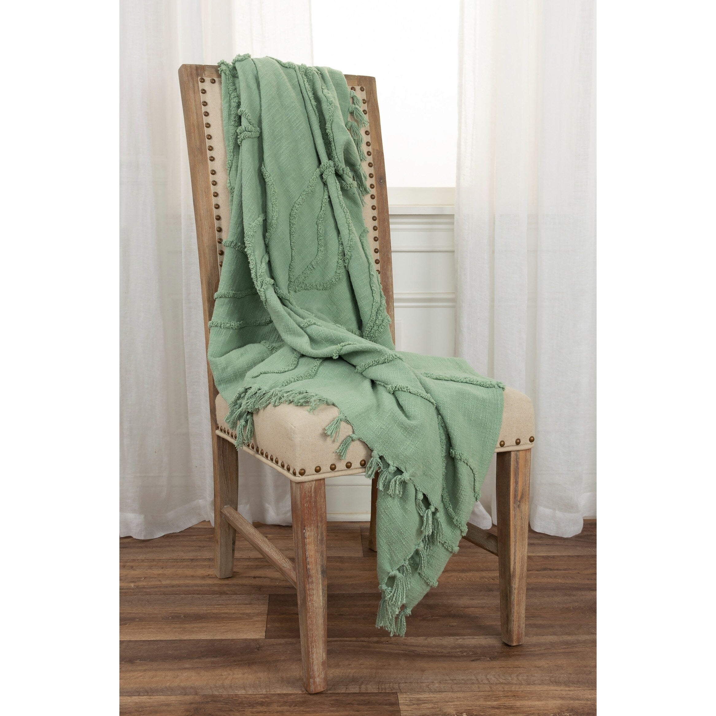 Rizzy Home Vining Botanical Textured Cotton Throw