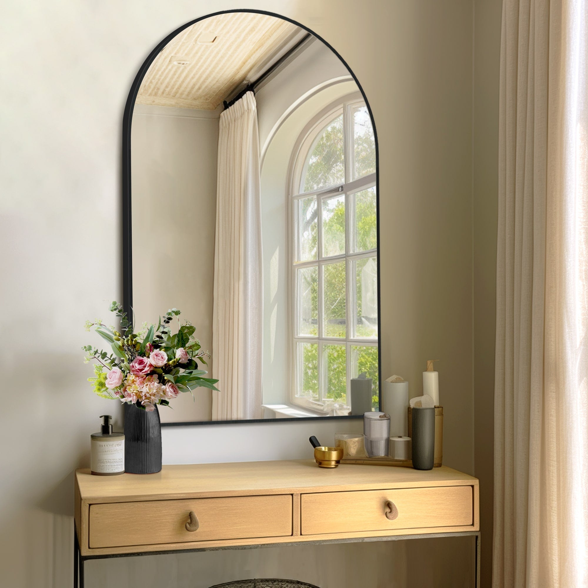 35.9x 23.9Arched Bathroom Mirror,Wall Mounted Mirror,Vanity Mirror,for Bedroom,Entryway