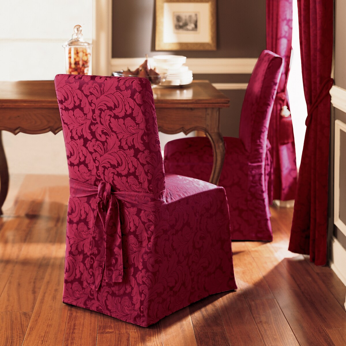 SureFit Scroll Long Dining Chair Slipcover