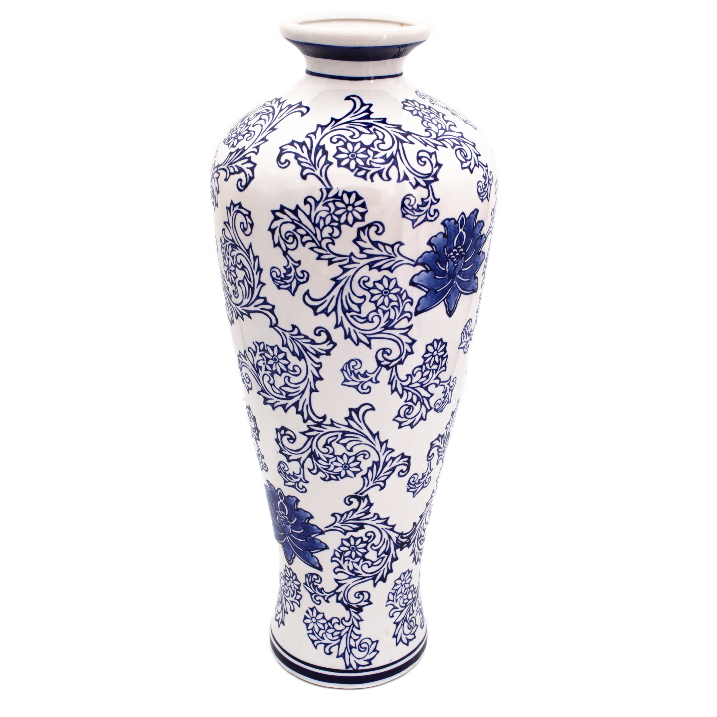 Euro Ceramica Blue Garden 20 White Tall Vase