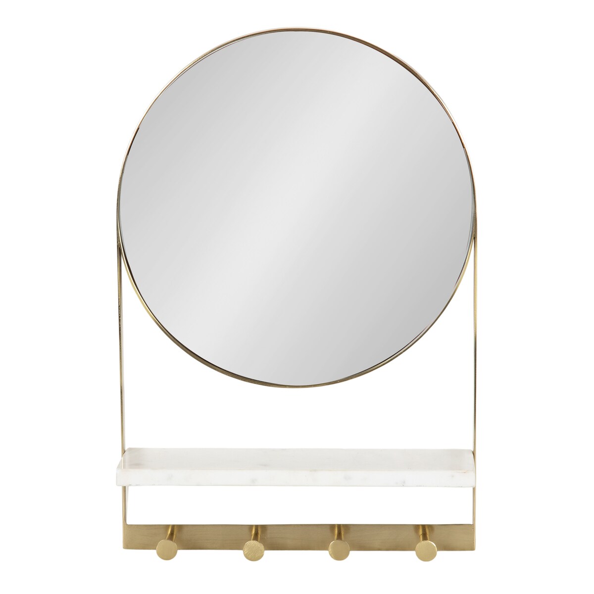 Kate and Laurel Chadwin Round Mirror with Shelf and Hooks