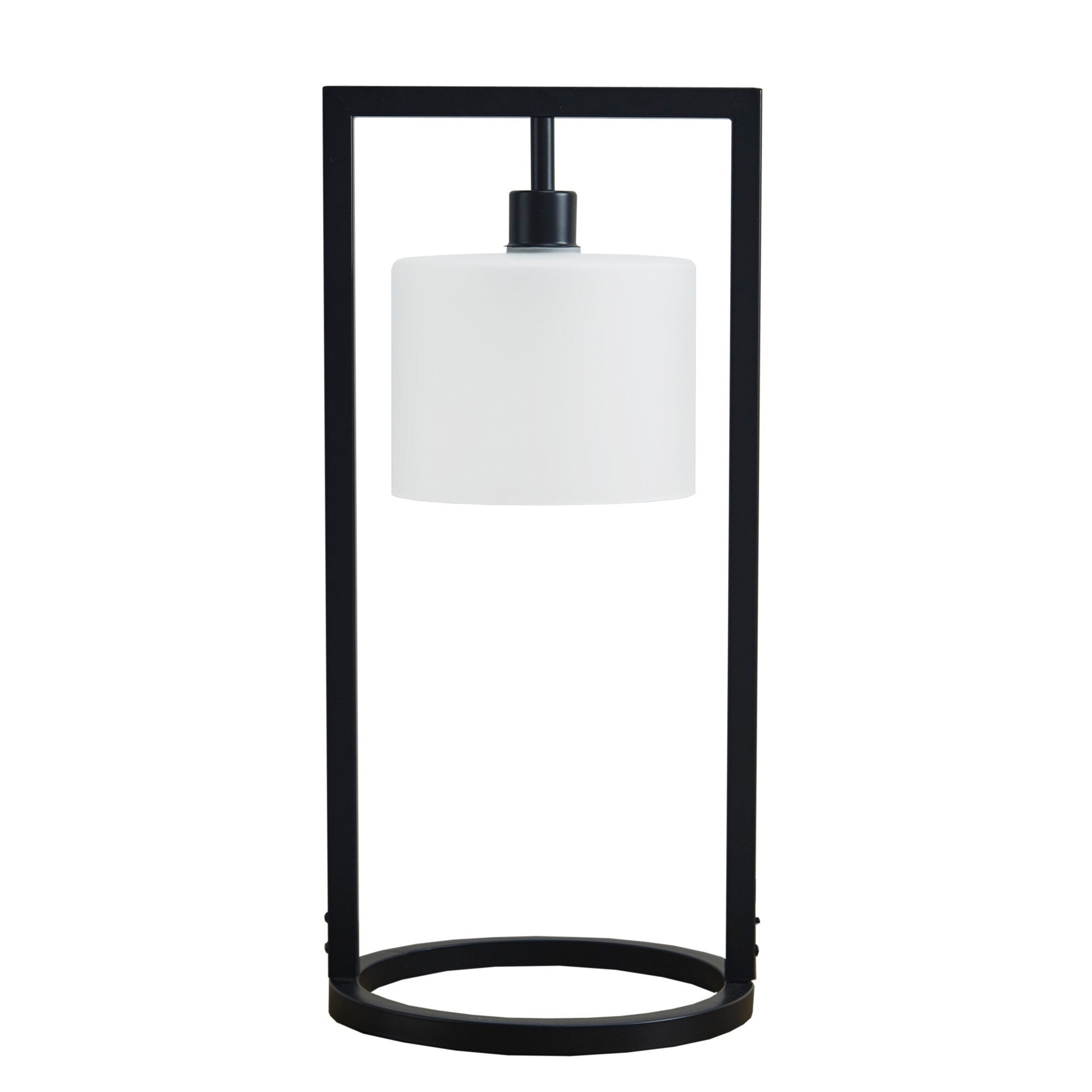 INK+IVY Kittery Black Metal Table Lamp with Glass Drum Shade