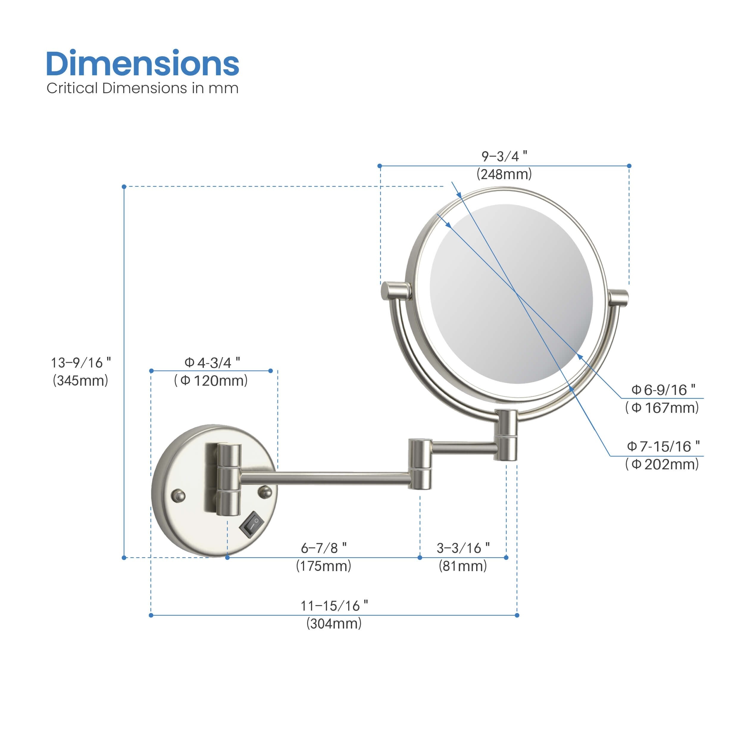 Circular LED Wall Mount Magnifying Make Up Mirror