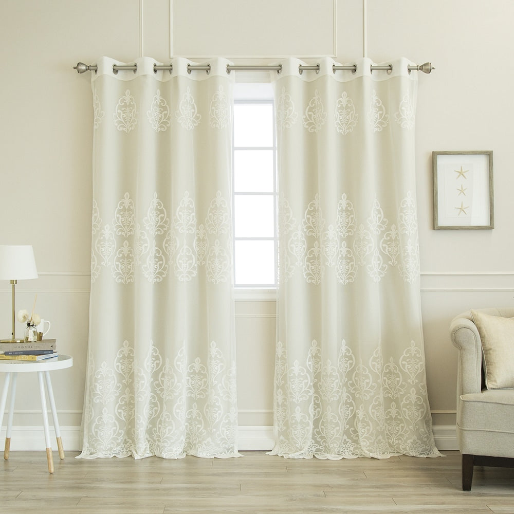 Aurora Home Mix & Match Agatha Sheer and Blackout 4 Piece Curtain Set