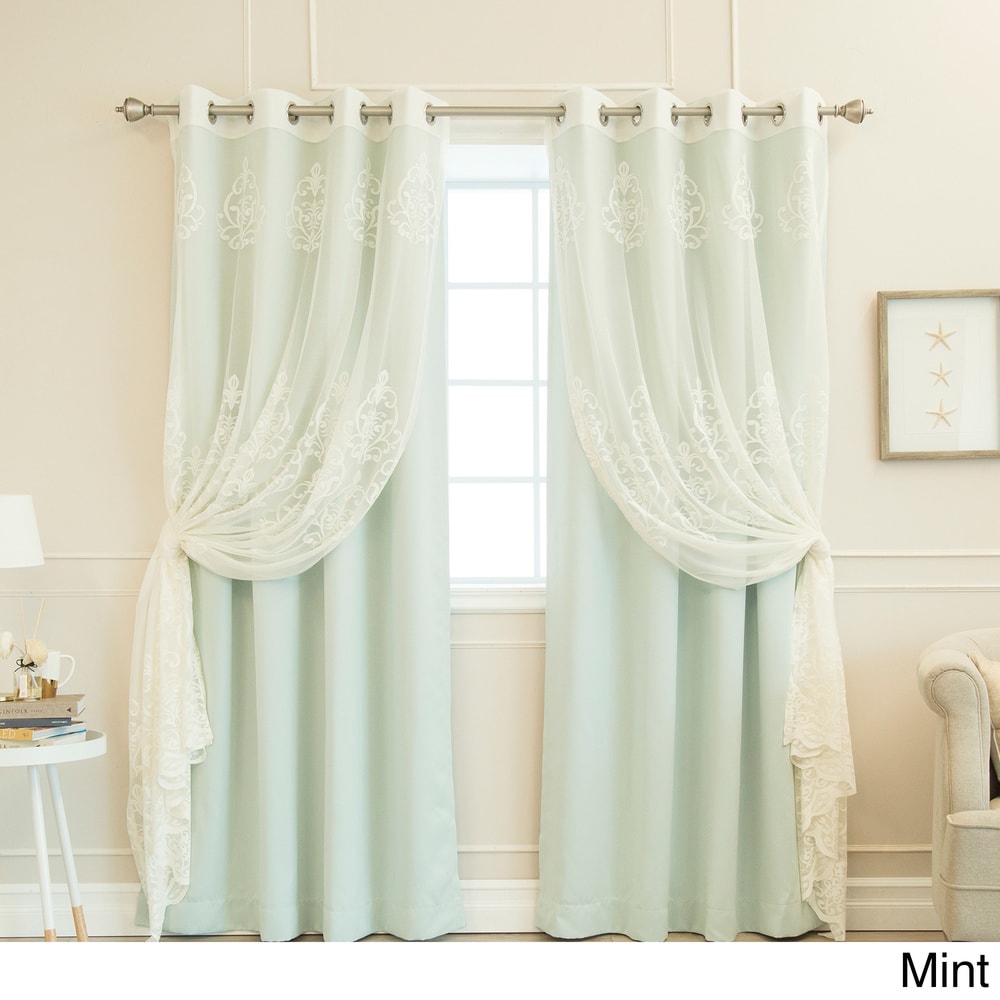 Aurora Home Mix & Match Agatha Sheer and Blackout 4 Piece Curtain Set