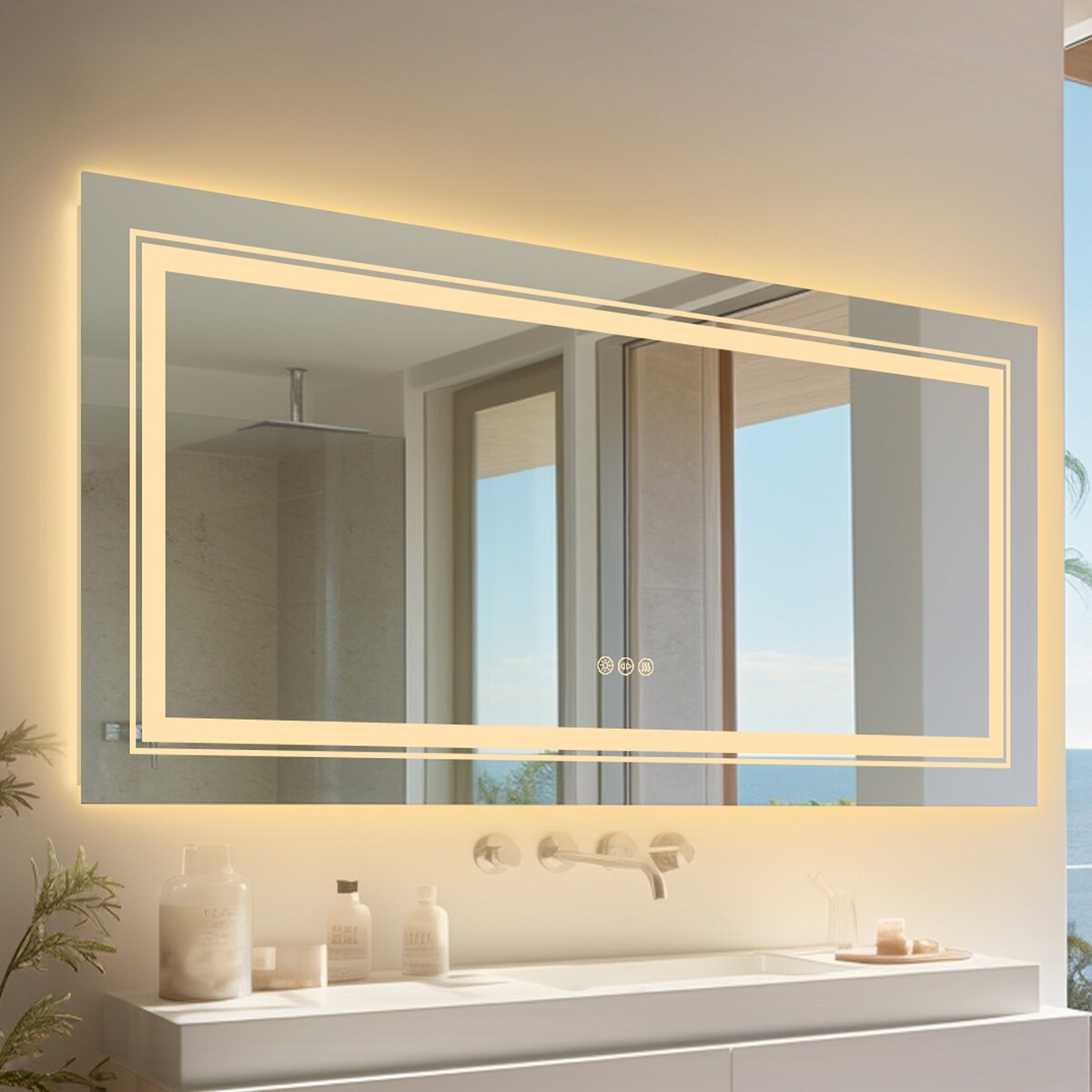 Extra Large Illuminated LED Bathroom Mirror Touch Sensor Anti Fog