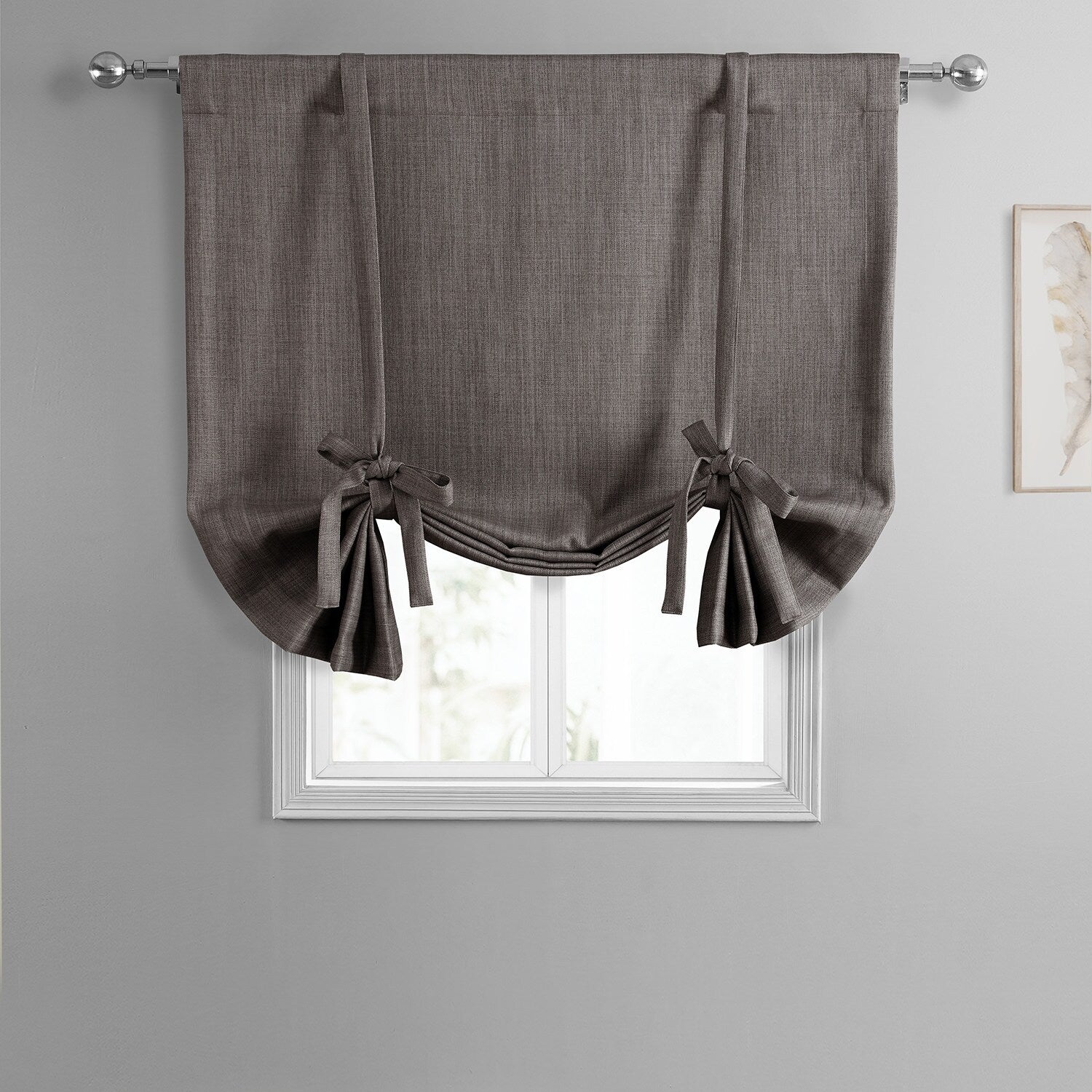 Exclusive Fabrics Faux Linen Room Darkening Tie-Up Window Shade (1 Panel)