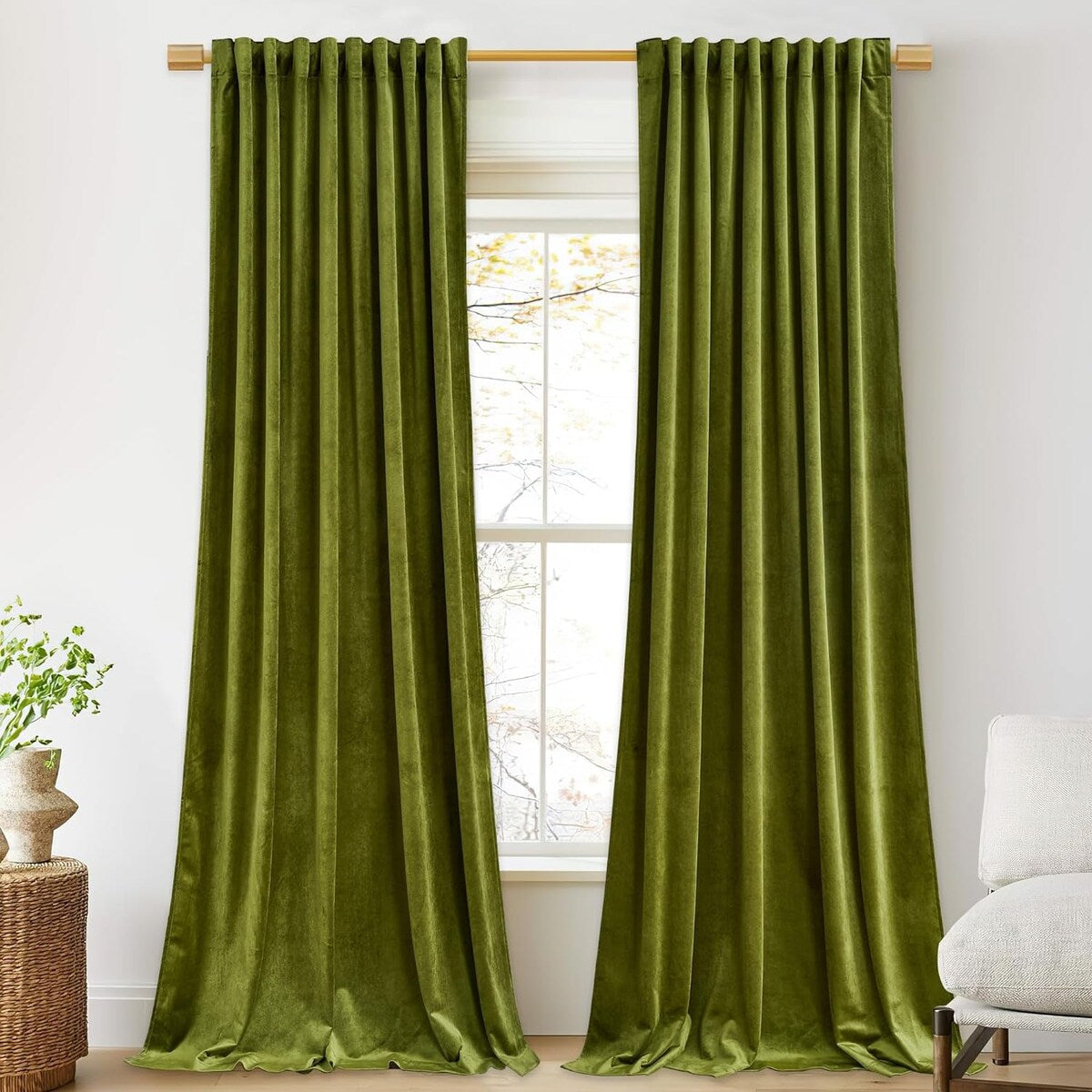 Velvet Curtains , Back Tab Heavy Thick Living Room Drapes Light Blocking Privacy Protect Curtain Panels , W52 x L96, 2 Panels