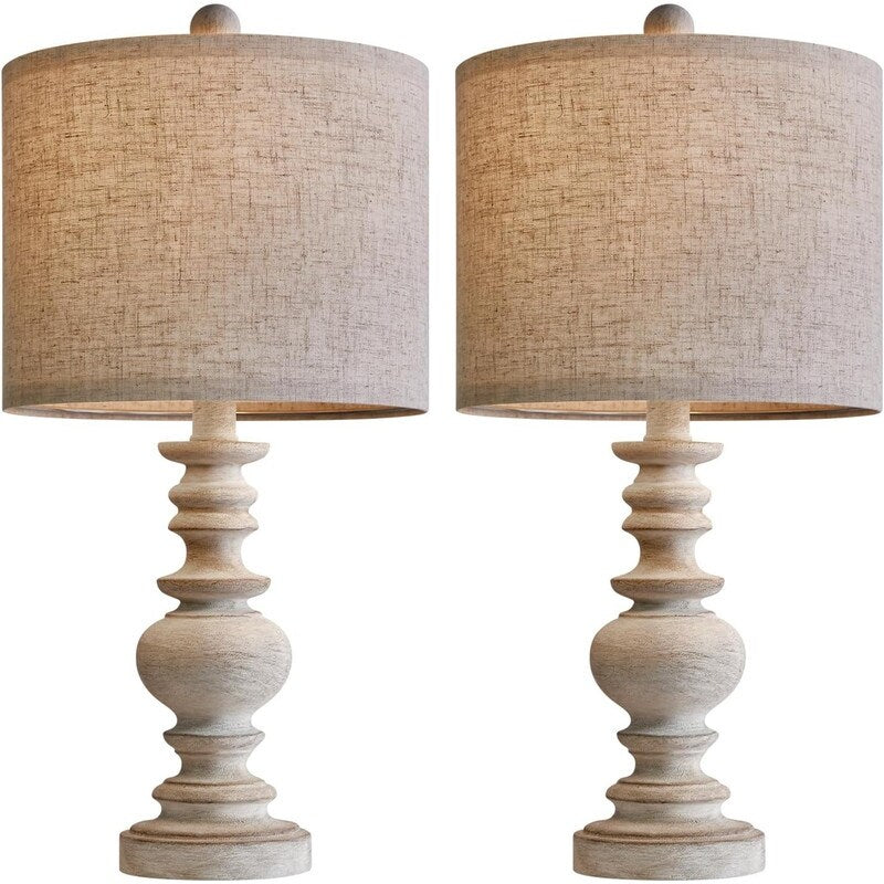 20 Nightstand Table Lamps, Set of 2, Vintage Side Table Table Lamps - 10D x 10W x 20H