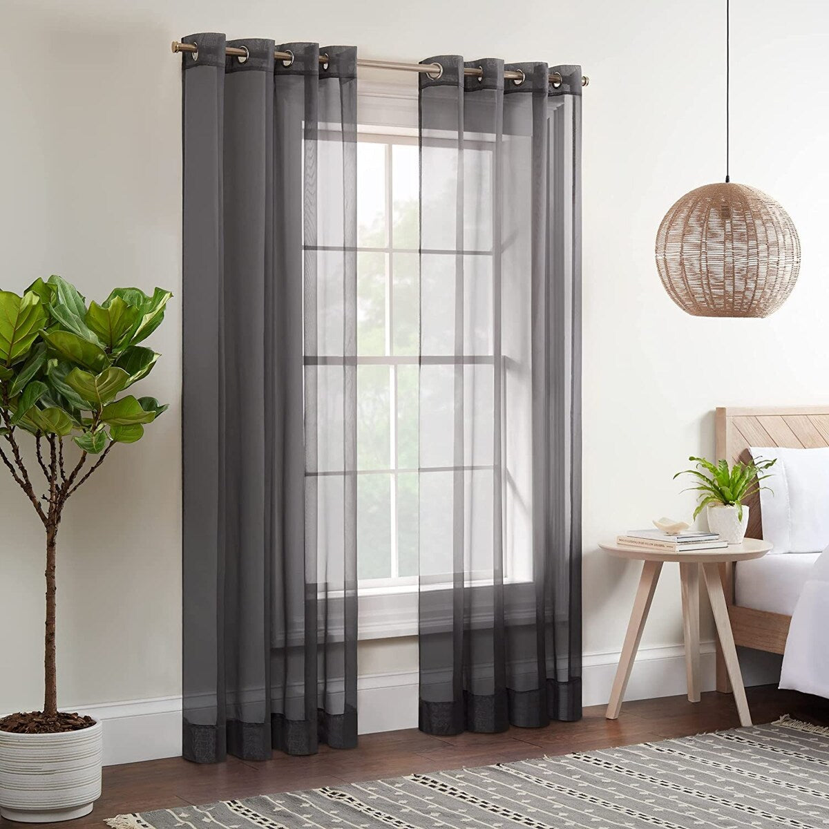 Eclipse Calia Modern Sheer Voile Light Filtering Grommet Curtains (2 Panels)