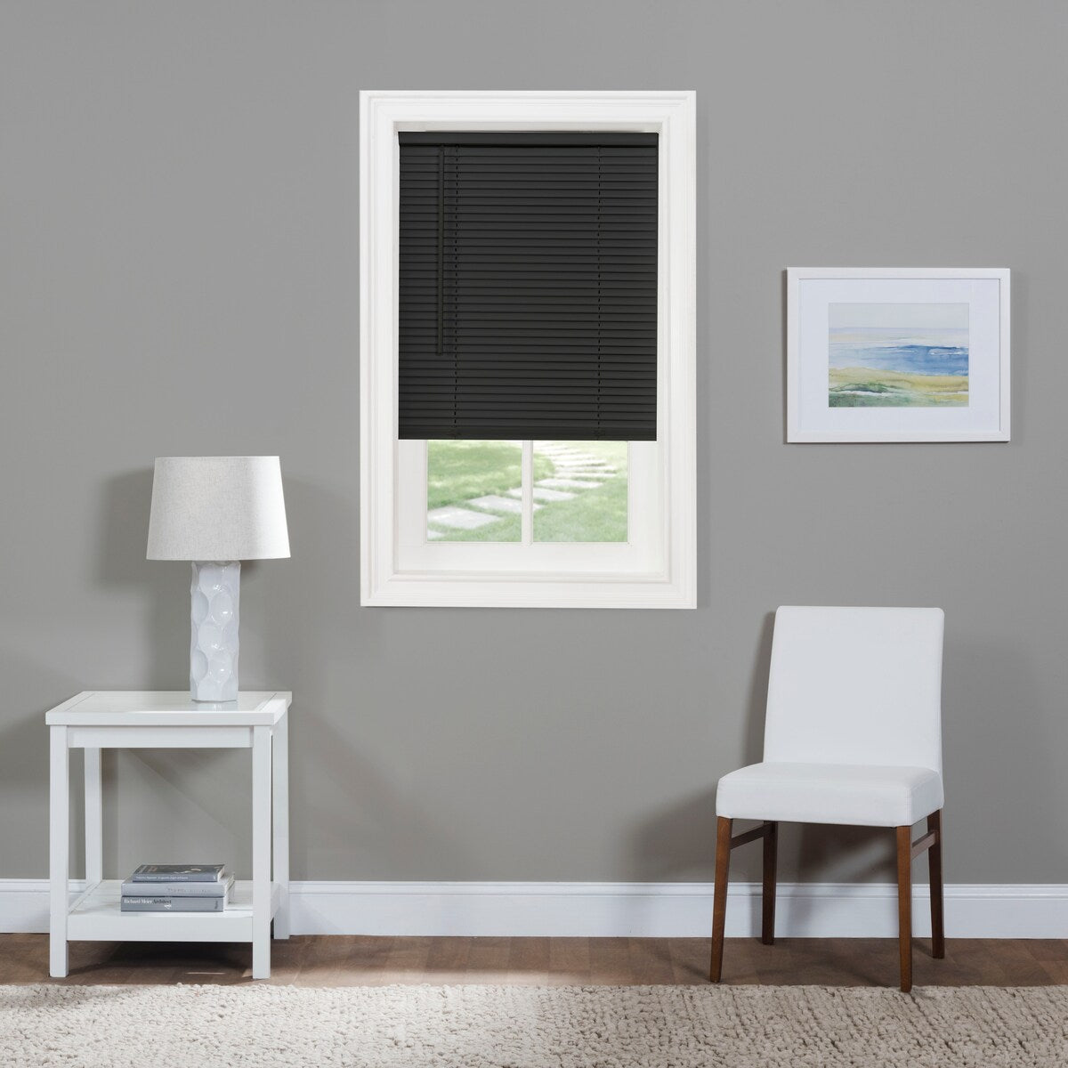 Cordless GII Morningstar 1 Light Filtering Mini Blind - 48-inch Drop - Black