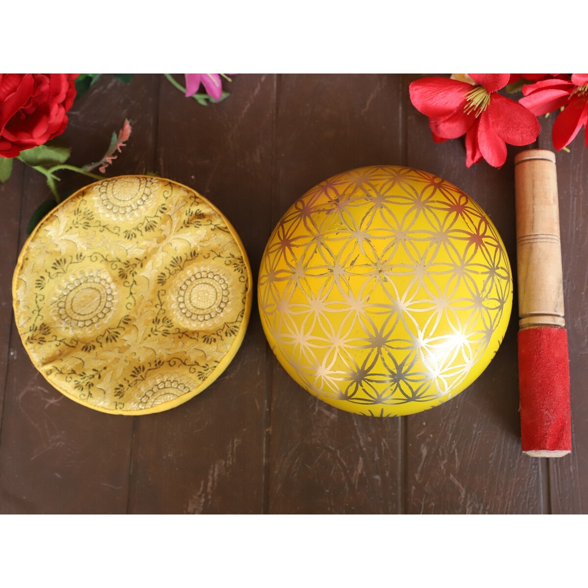 Cottage Handicraft ,Solar Plexus Chakra - Yellow Singing Bowl with free Elephant Gift