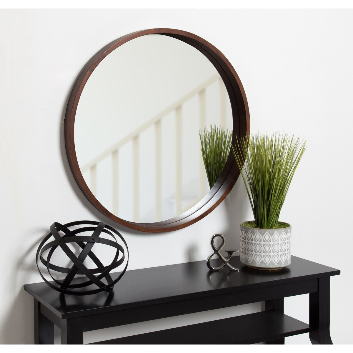 Hutton Round Decorative Wood-framed Wall Mirror