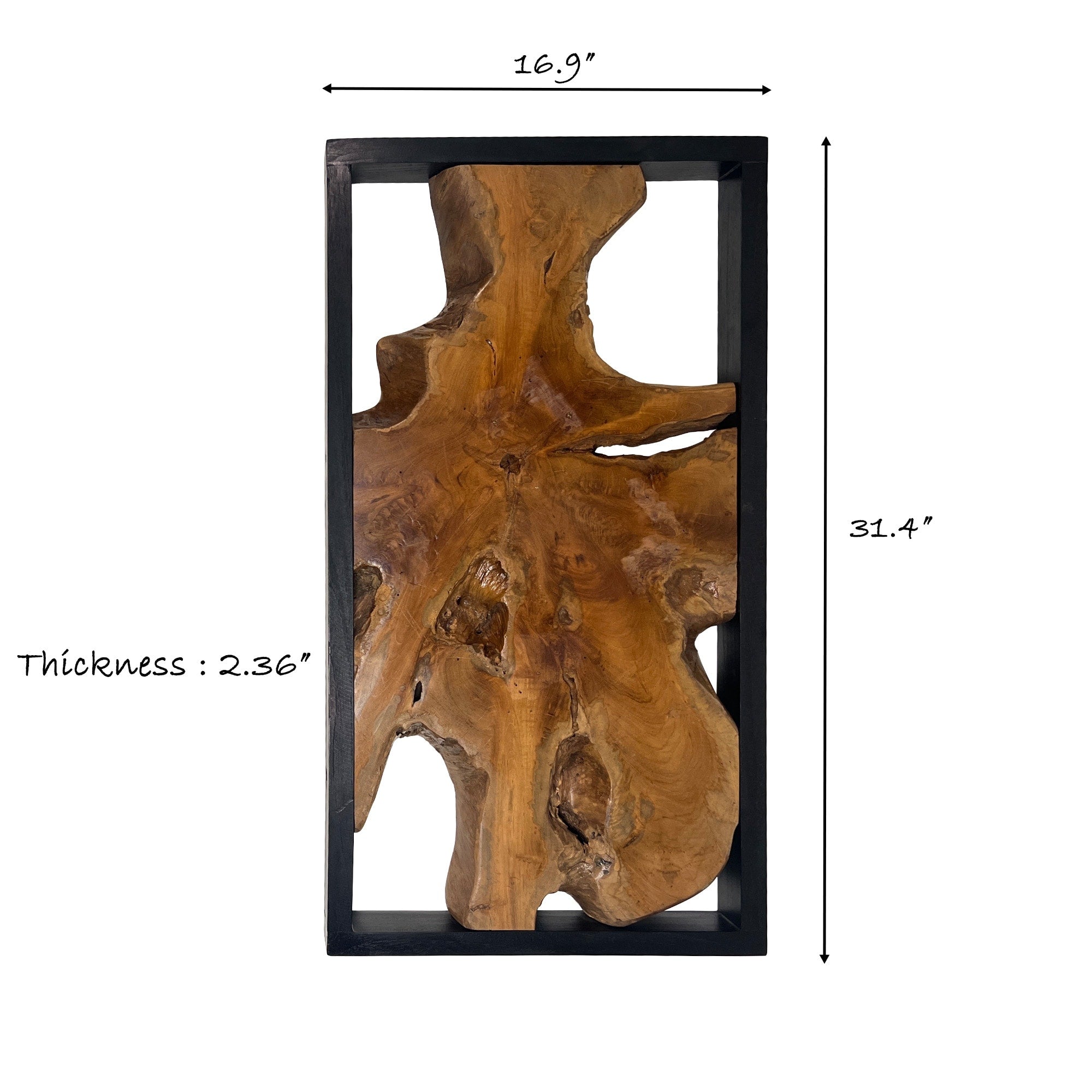 Greenage Teak Wall Decor Abstract Live Edge Wall Sculpture