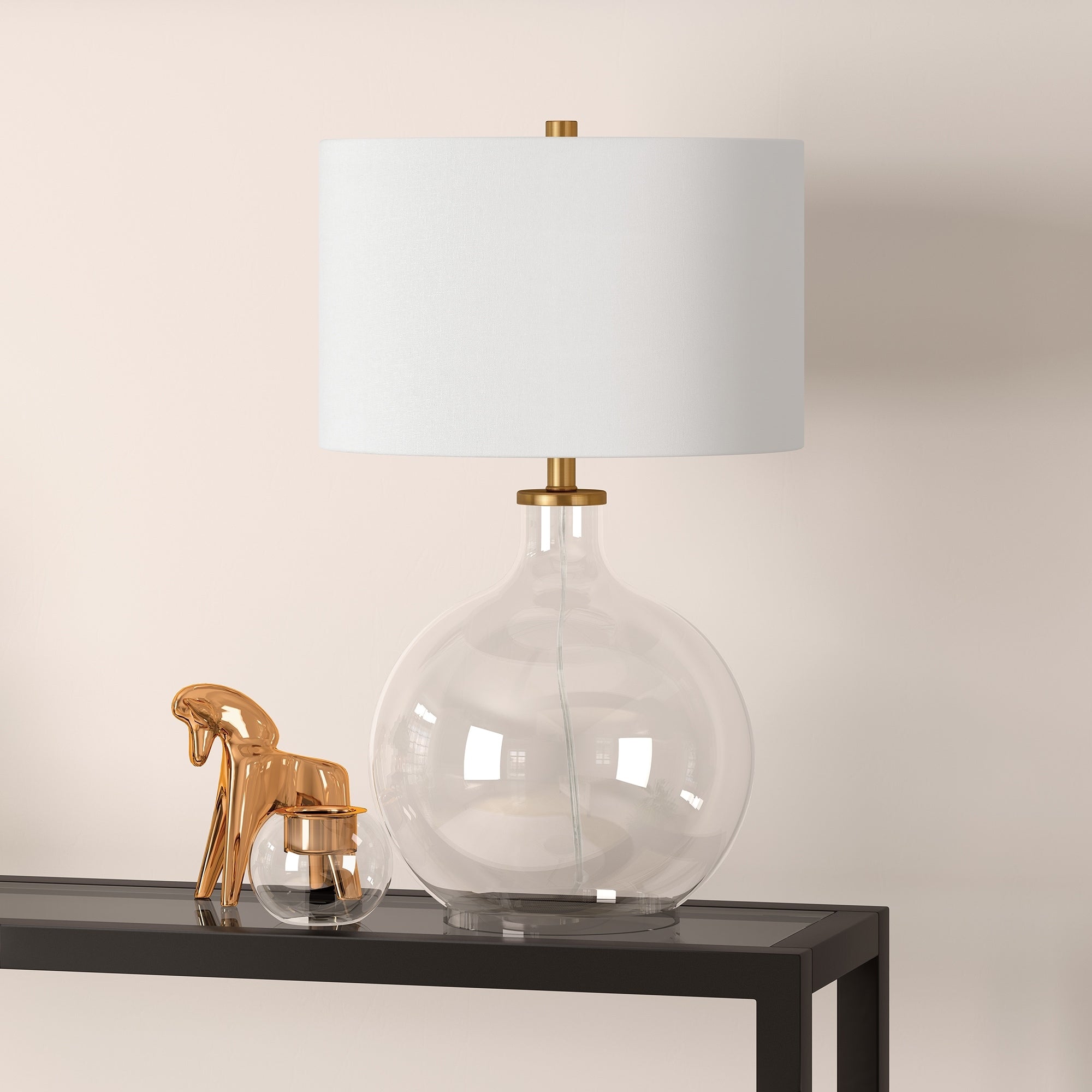 Laelia Clear Glass Table Lamp with Brass Accents