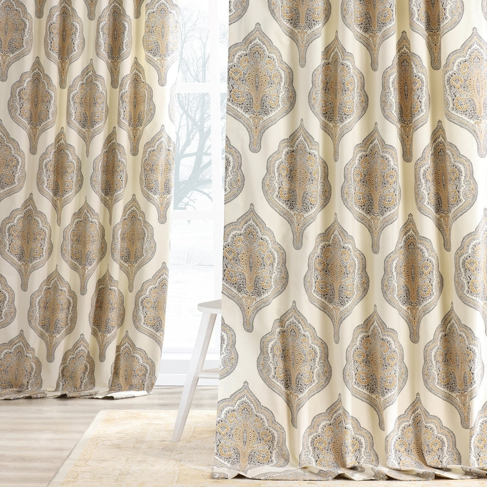 Exclusive Fabrics Arabesque Printed Cotton Twill Curtain (1 Panel)