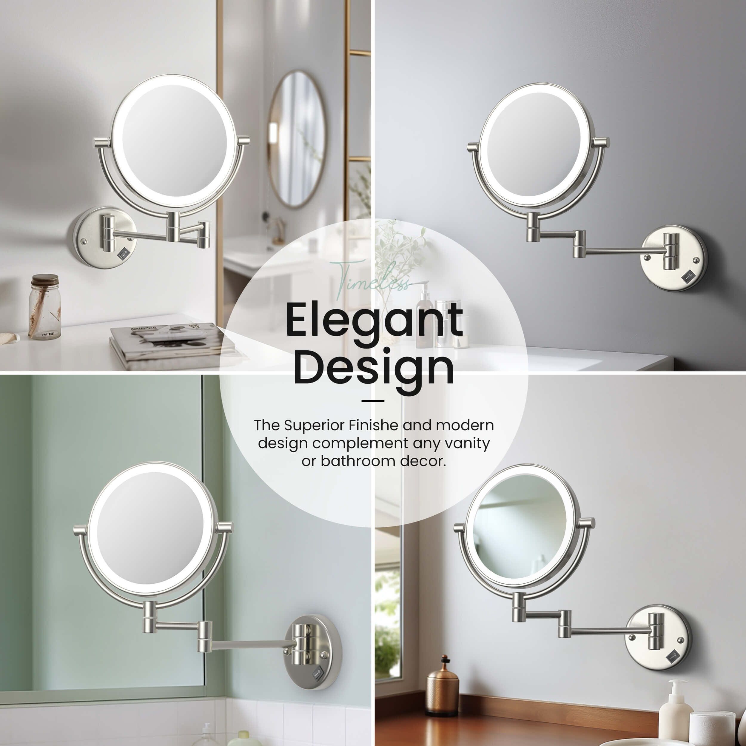 Circular LED Wall Mount Magnifying Make Up Mirror