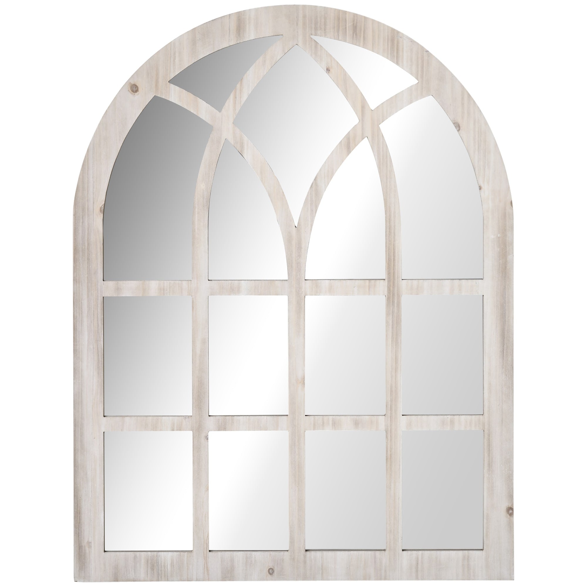 HOMCOM 41 x 31.5 Rustic Wall Mirror, Arch Window Mirror for Wall in Living Room, Bedroom - 41 x 31.5 x 1.5