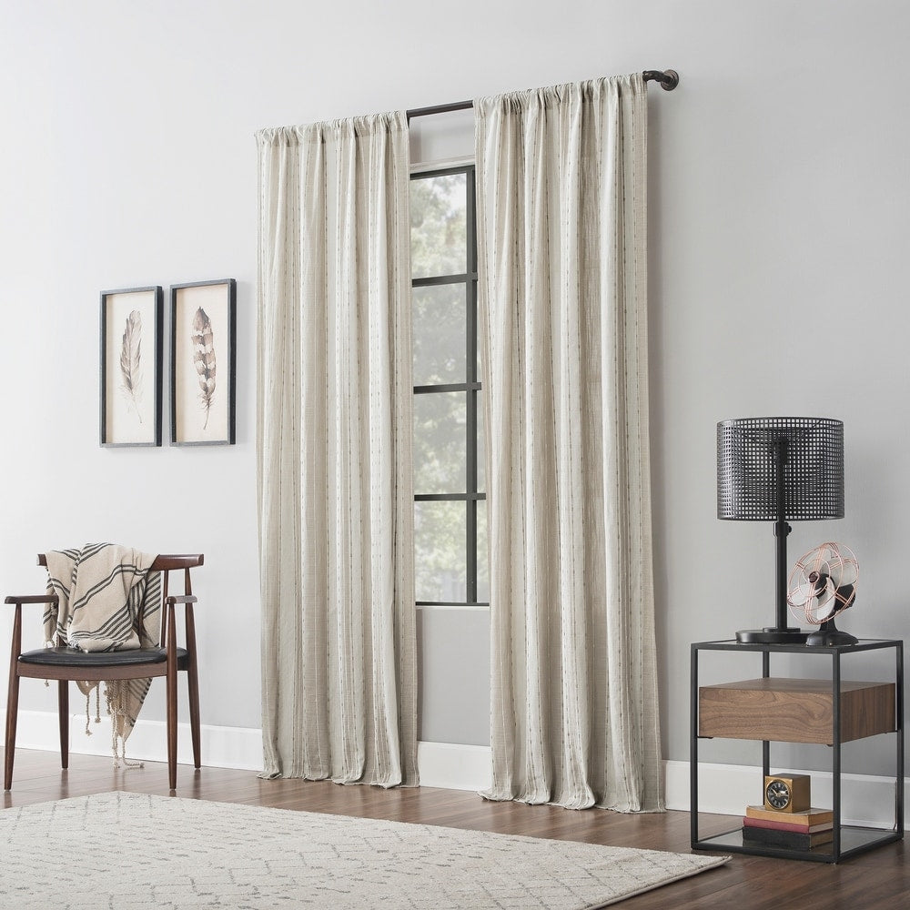 Archaeo Slub Texture Stripe Cotton Curtain, Single Panel