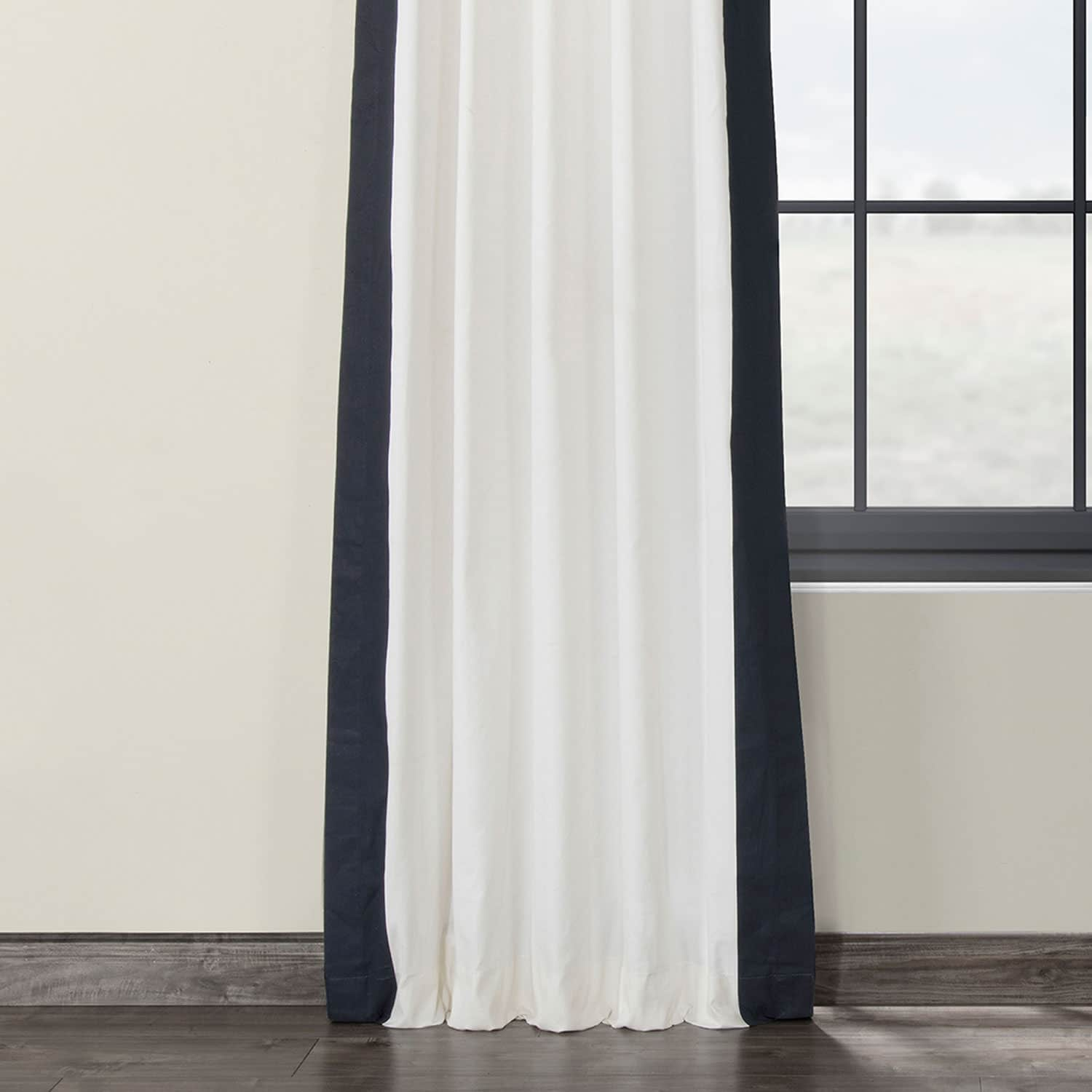 Exclusive Fabrics Modern Color block Cotton Vertical Pleated Curtain (1 Panel) - Luxury Home Decor curtains