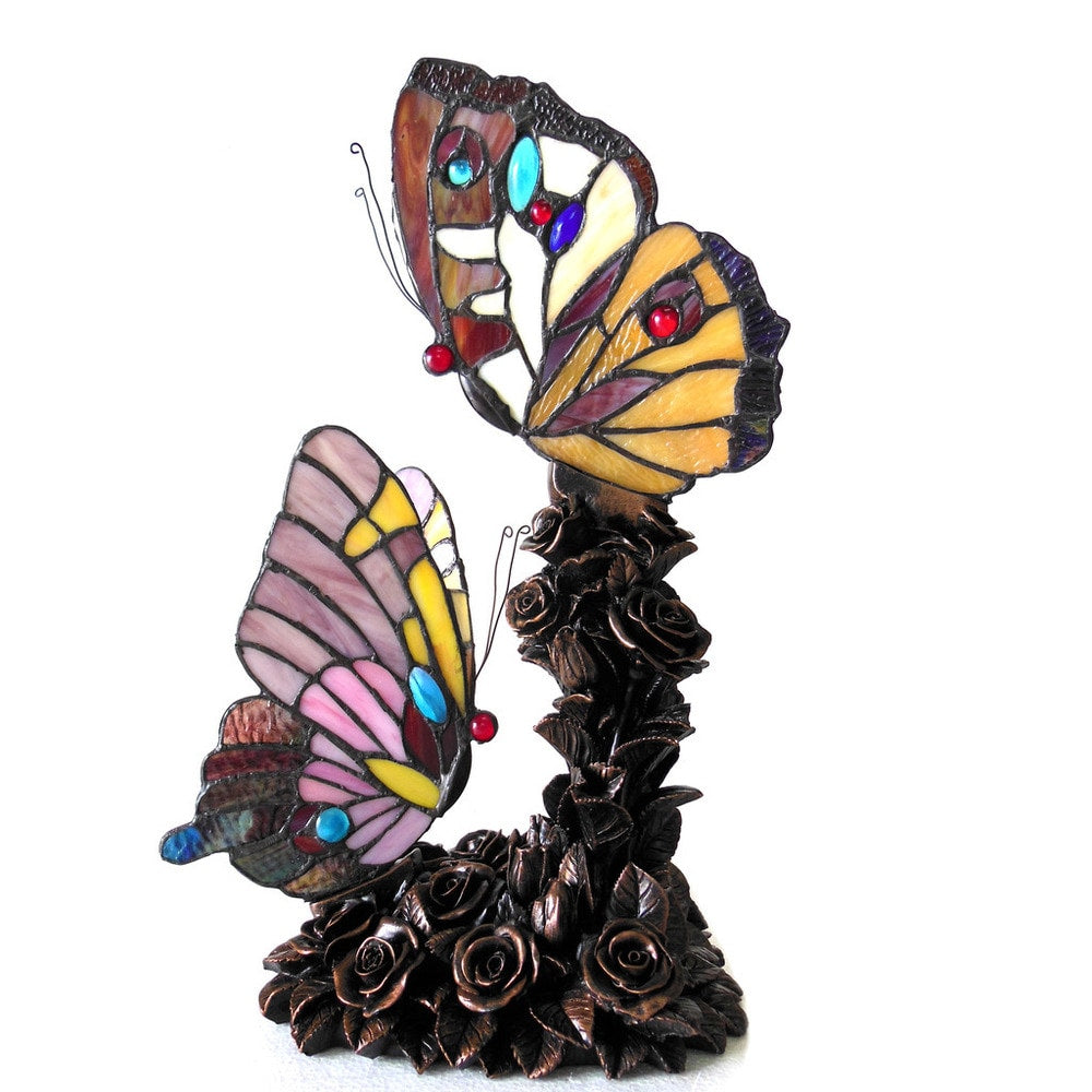 Tiffany Style Butterfly 2-light Bronze Table Lamp