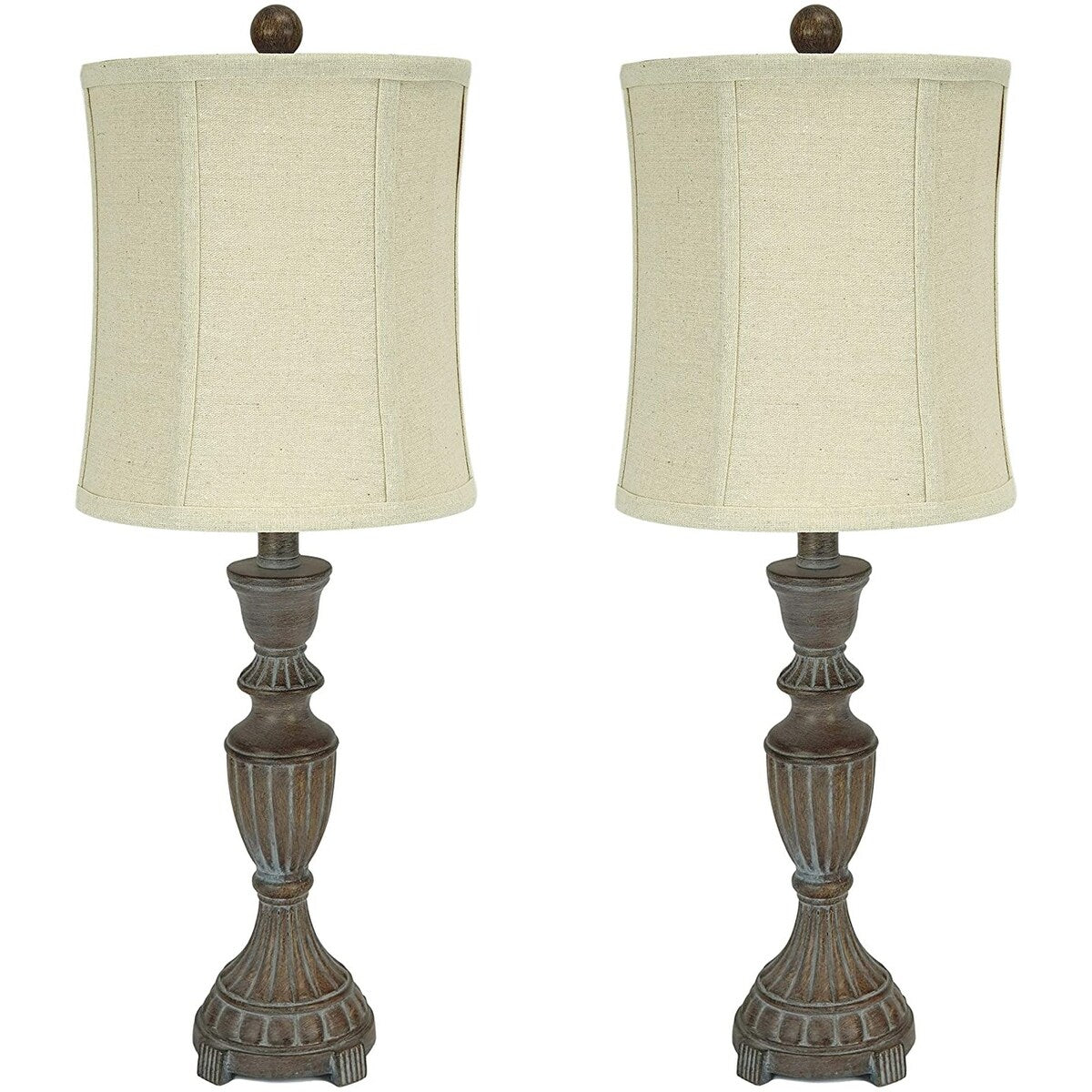 25 inch Rustic Whitewashed Finish Table Lamps - Set of 2