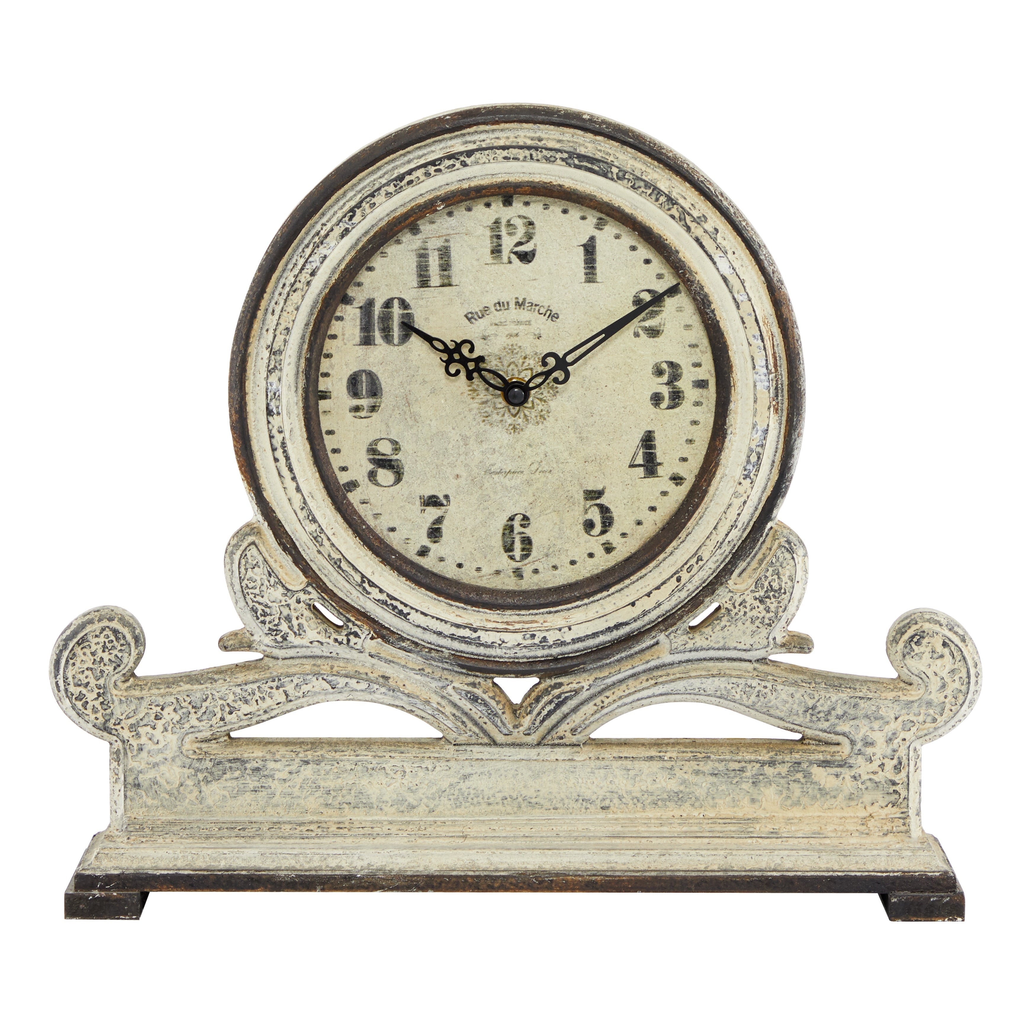 Wooden Scroll Clock - White - Roche River Decor - 4W x 16L x 15H