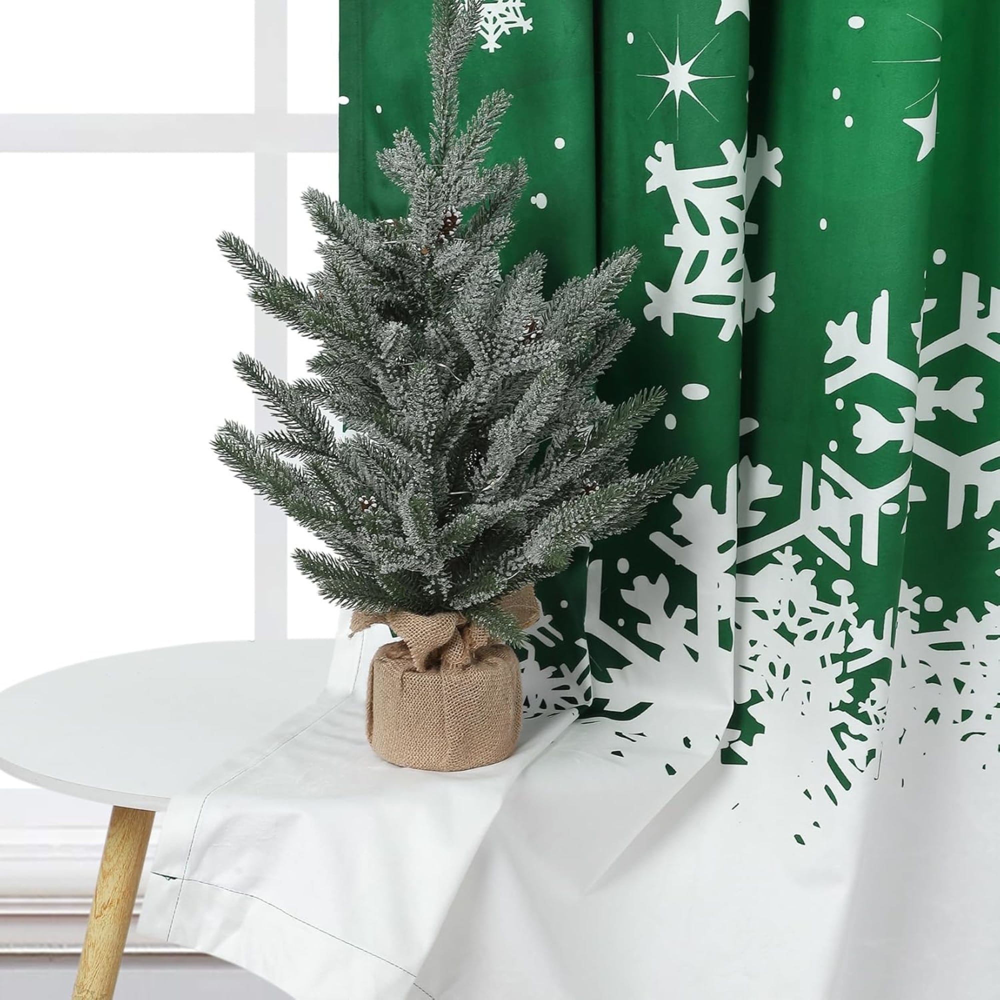 Christmas Snowflake Room Darkening Velvet Curtains 2 Panel Set