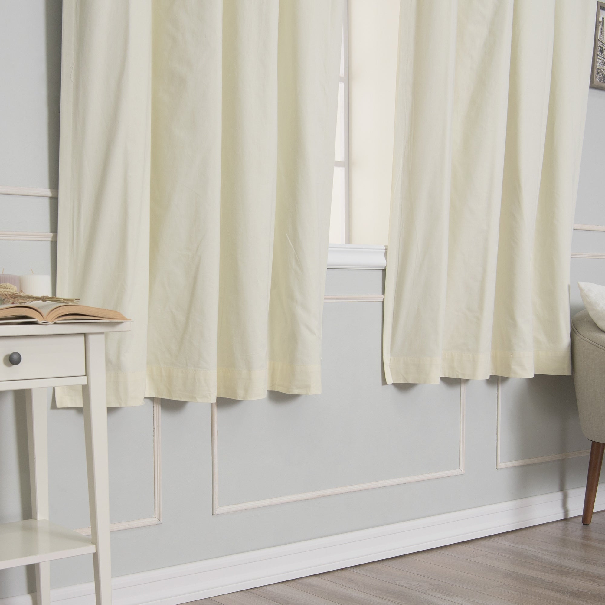 Aurora Home Solid Cotton Blend Blackout Curtain Set of 2