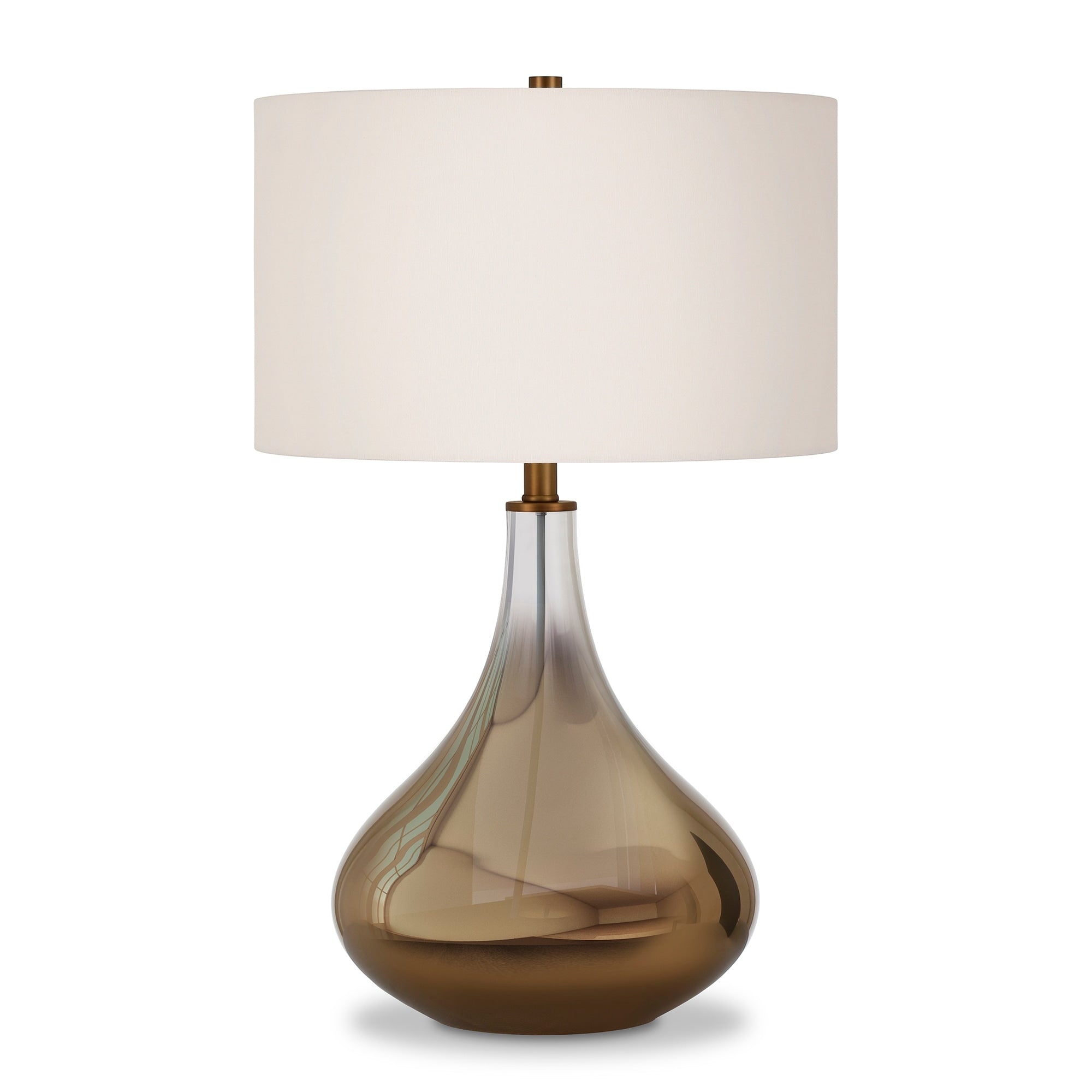 Miroir Table Lamp in Golden Ombre Colored Glass with Linen Shade